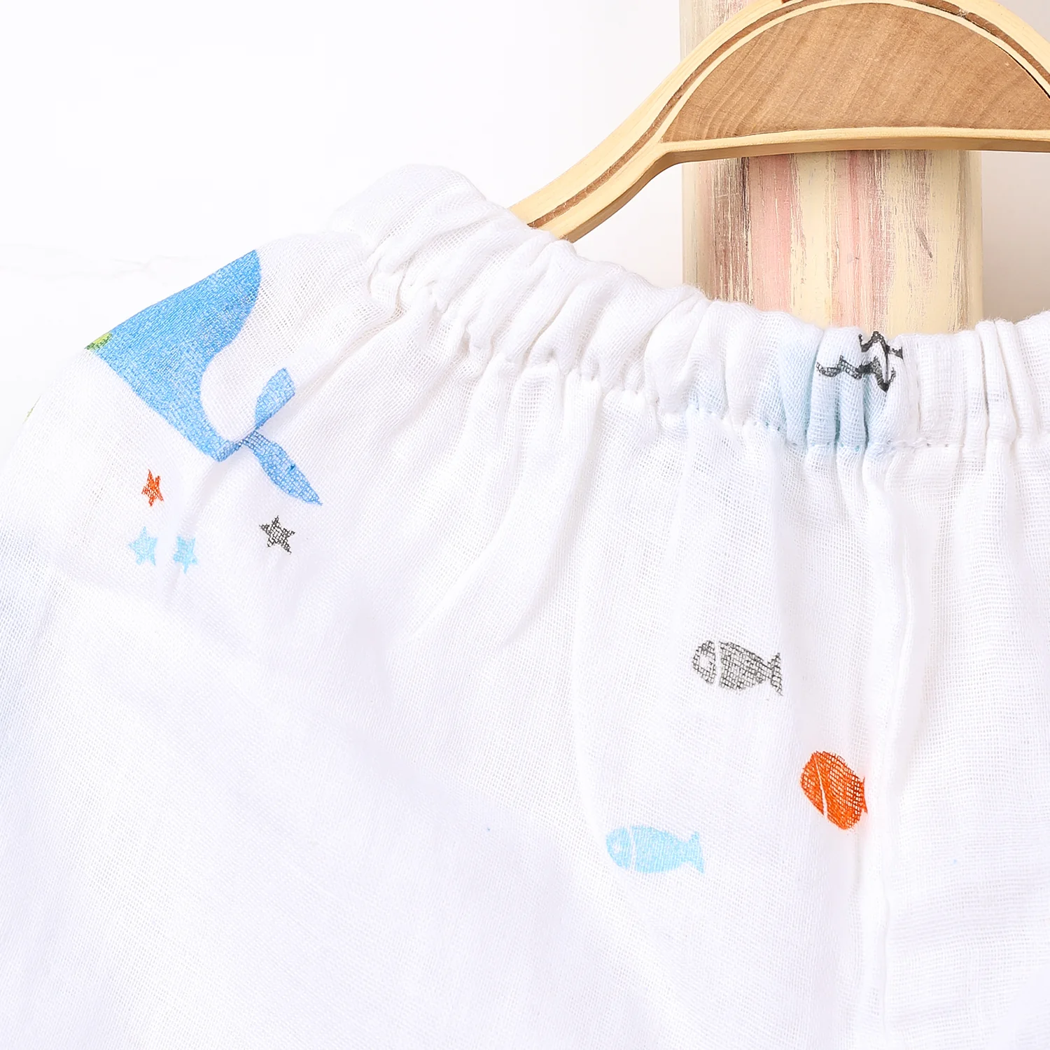Kids Organic Cotton Muslin Co-Ord Set | Shirt & Shorts | Blue Whale - Image 9