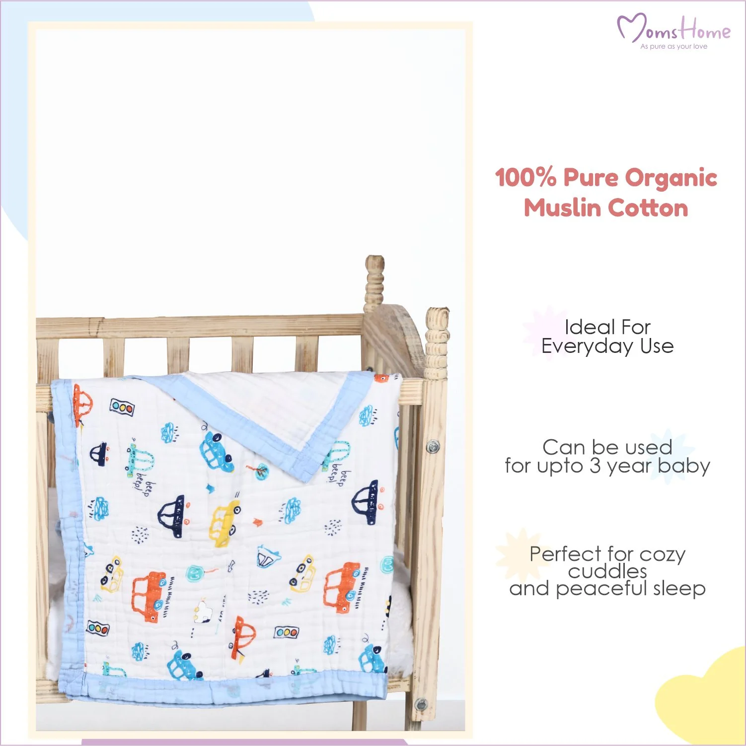 Baby 6 Layer Muslin Blanket Cum Towel | 100X100 CM | 0-3 Years | Pack of 1 - Image 13