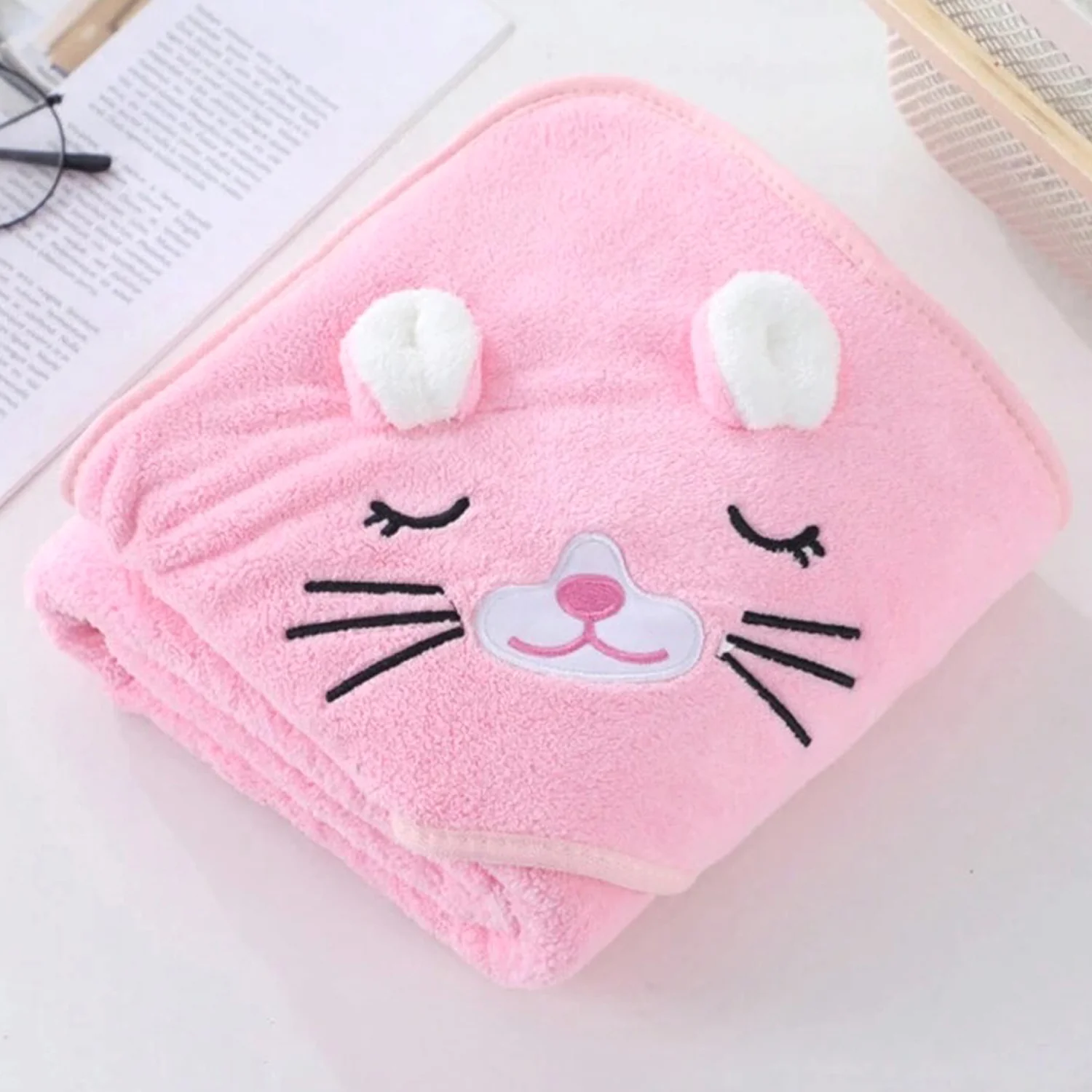 Designer Hooded Bath Towel | Pink - Image 4