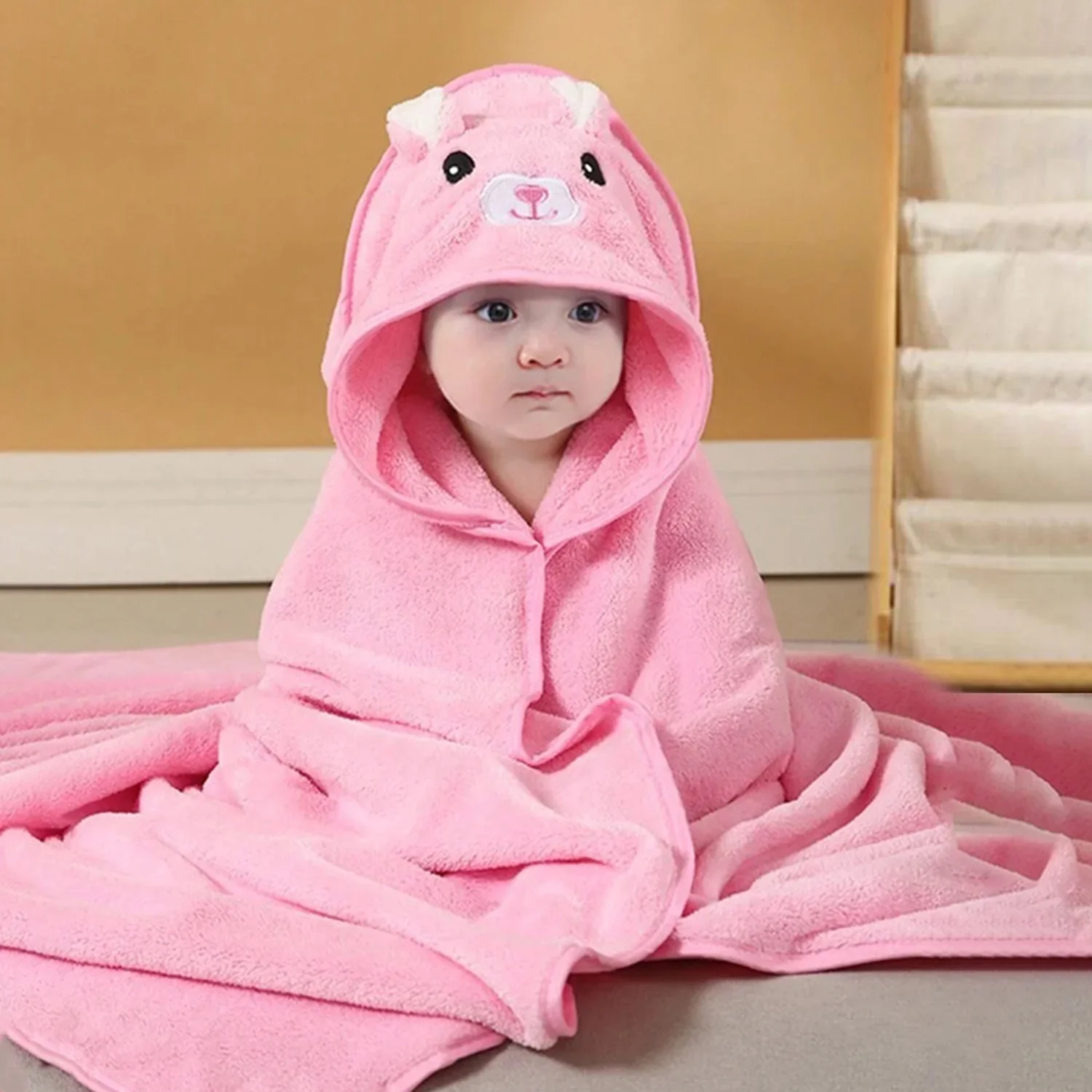 Designer Hooded Bath Towel | 80x80 Cm | 0-18 Months | Pack of 1 - Image 3