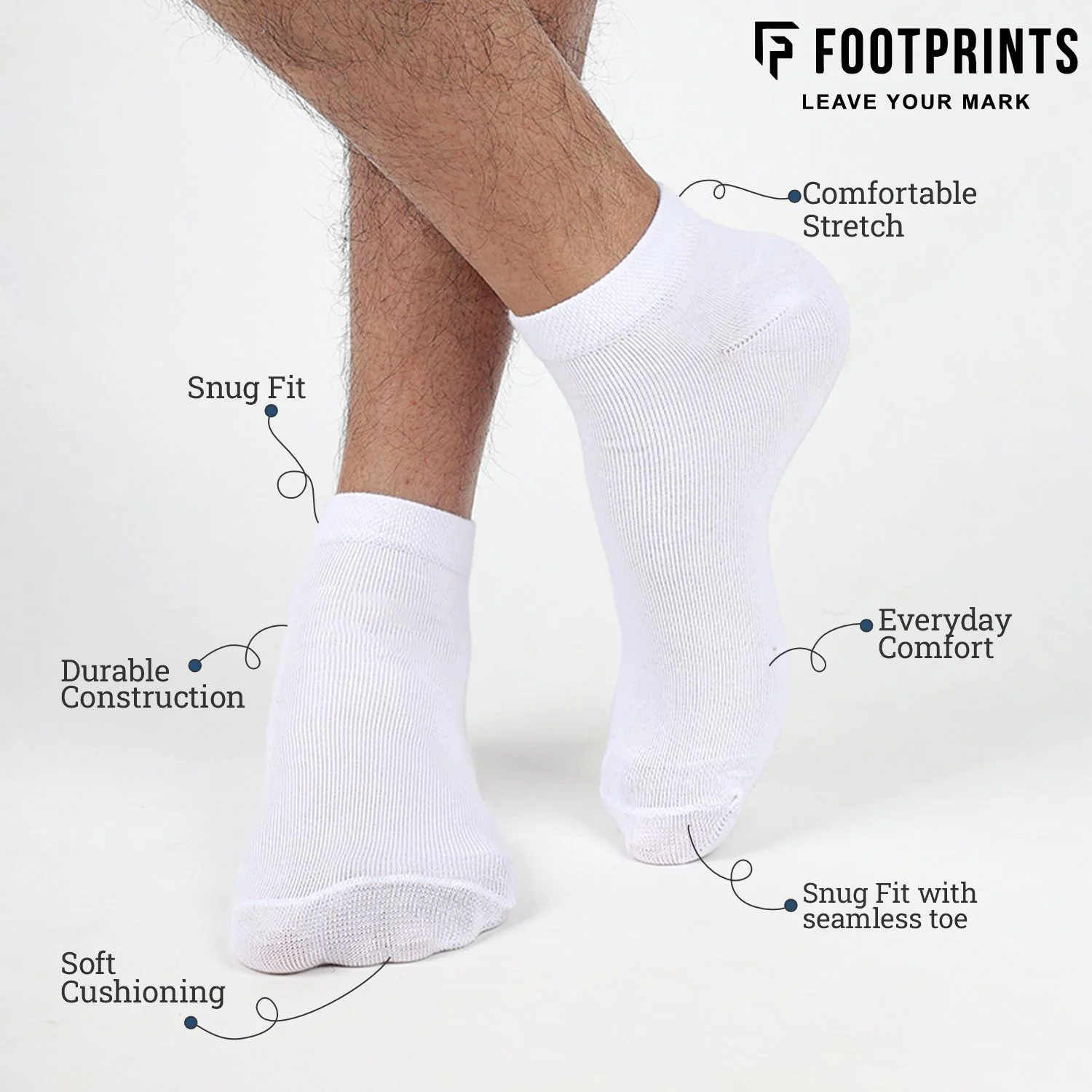 FOOTPRINTS Unisex Solid Cotton Ankle-Length Socks -Pack Of 1 Grey - Image 8