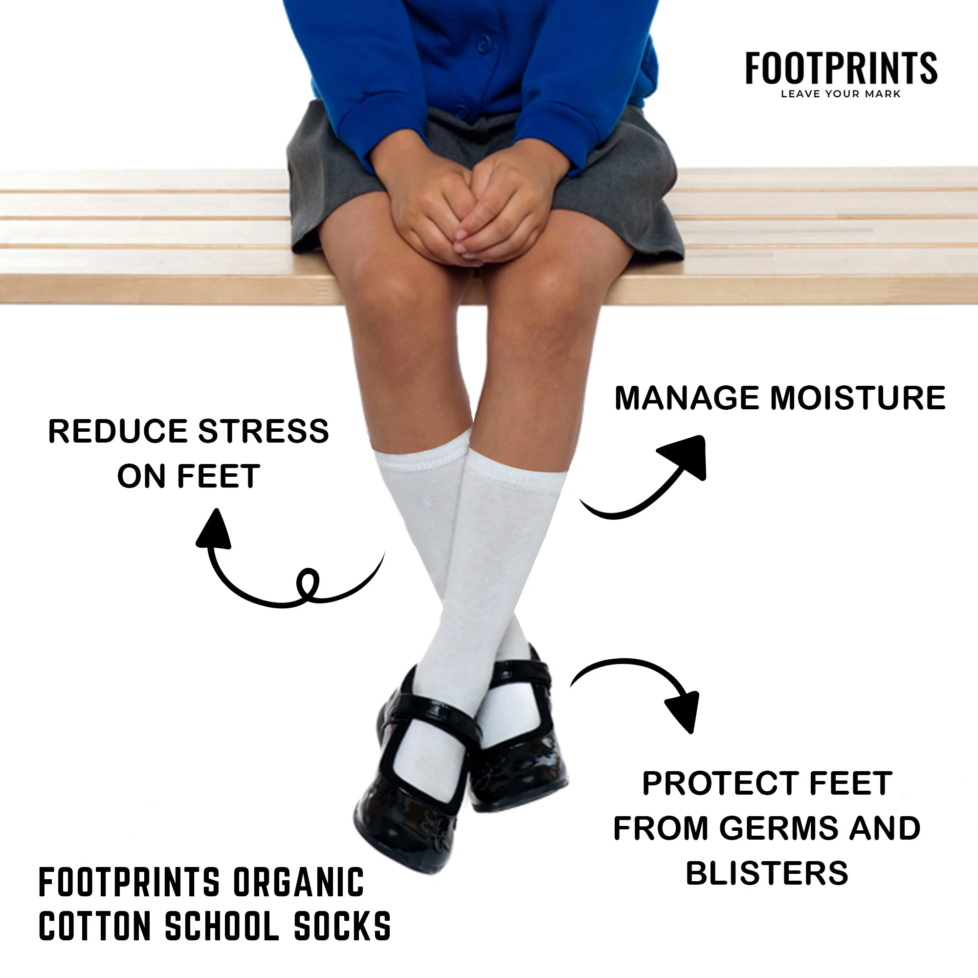 Kids Organic Cotton School Socks - Unisex - Calf length- Pack of 3 (White)- Extra soft and Breathable - Image 5