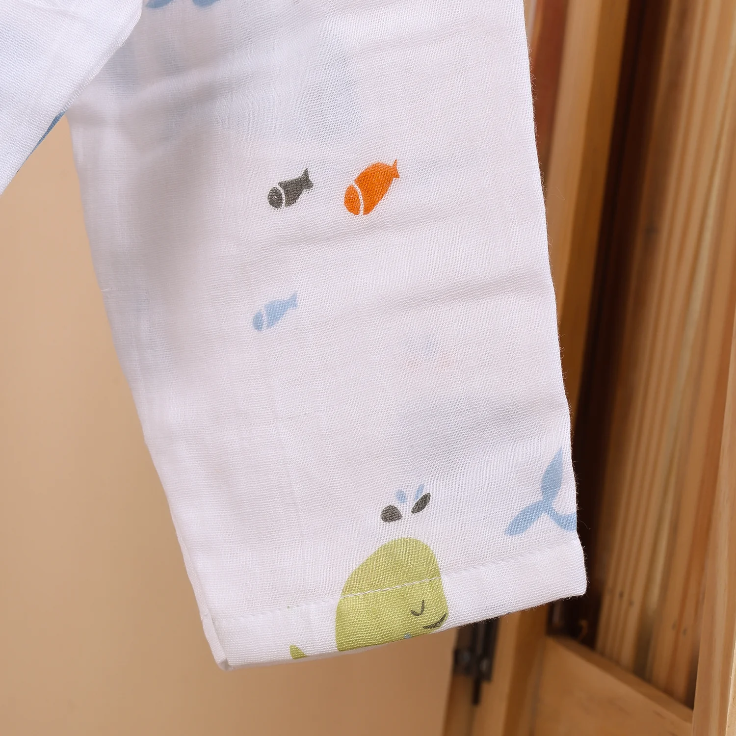 Baby Unisex Organic Cotton Muslin Full Sleeves Jhabla & Payjama | Blue Whale | Set of 1 - Image 8