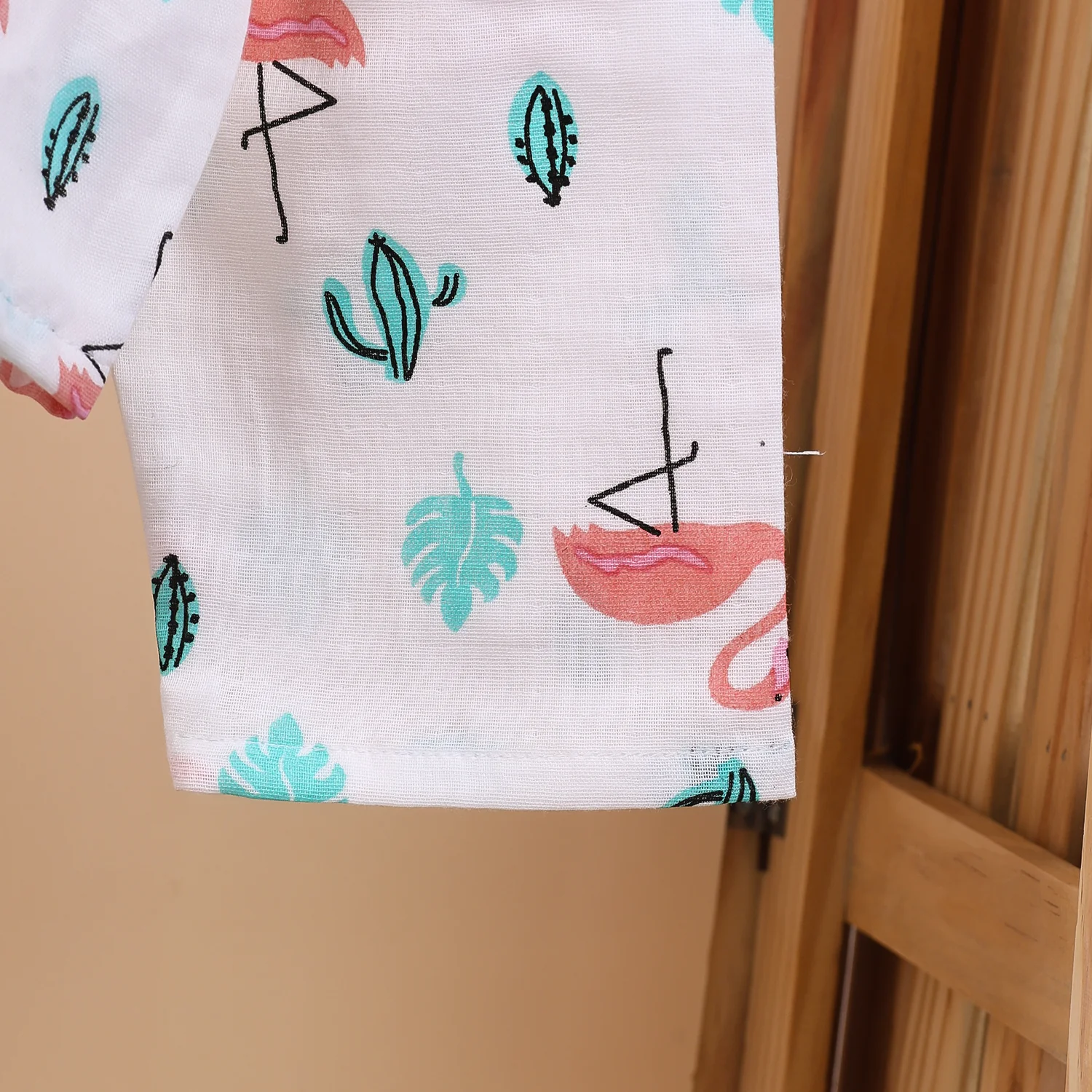 Baby Unisex Organic Cotton Muslin Full Sleeves Jhabla & Payjama | Flamingo | Set of 1 - Image 8