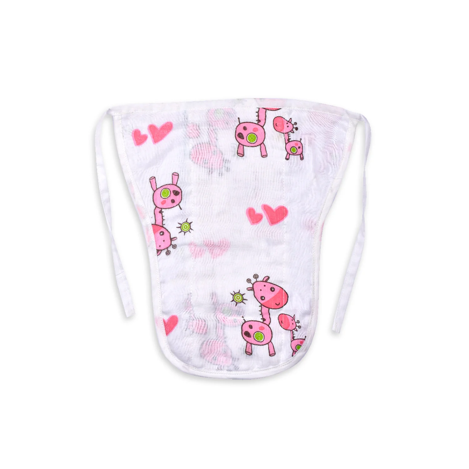 Moms Home New Born Organic Cotton Velcro Swaddle Wrap Gift Set of 7 Items - Pink Giraffe - Image 6