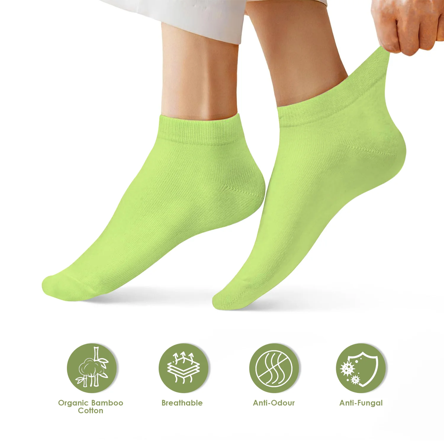 Footprints Bamboo Ankle Casual Socks | Odor-Free & Breathable | Extra soft | Anti-bacterial | Sports Hiking Casual Wear Running Socks for Women | Red, Pink, Green, Brown & Yellow | Pack of 5 - Image 2