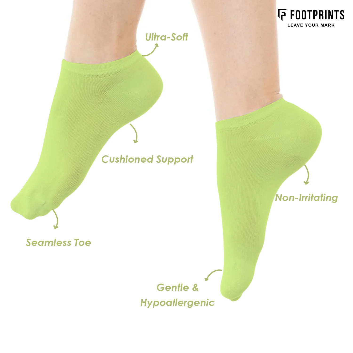 Footprints Bamboo Ankle Casual Socks | Odor-Free & Breathable | Extra soft | Anti-bacterial | Sports Hiking Casual Wear Running Socks for Women | Red, Pink, Green, Brown & Yellow | Pack of 5 - Image 3