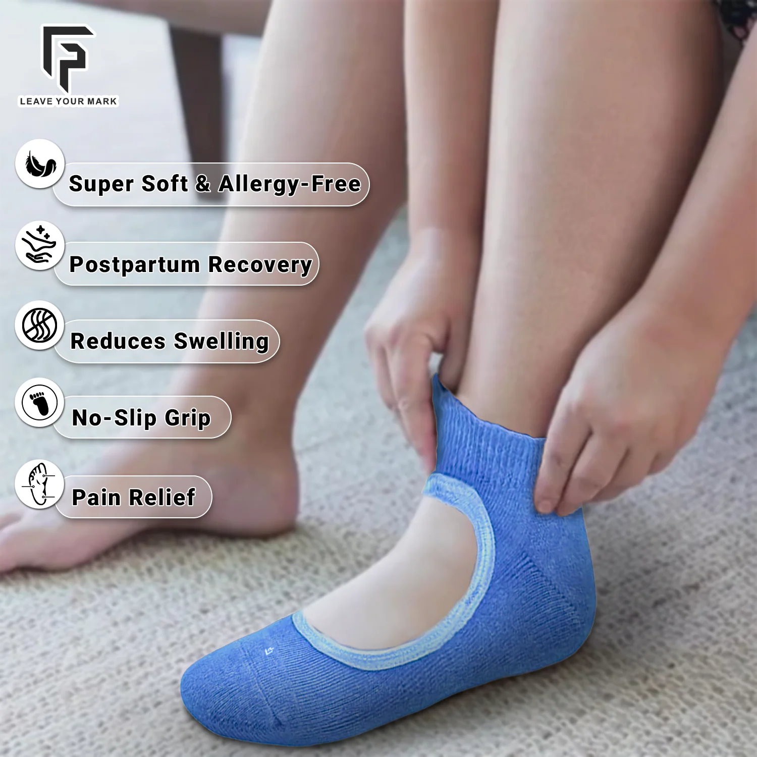Footprints Anti-Bacterial & Anti-Skid Maternity Socks for Women | Bamboo & Organic Cotton | Comfortable & Breathable Socks for Pregnancy & Postpartum Care |  Pack of 1 - Image 10