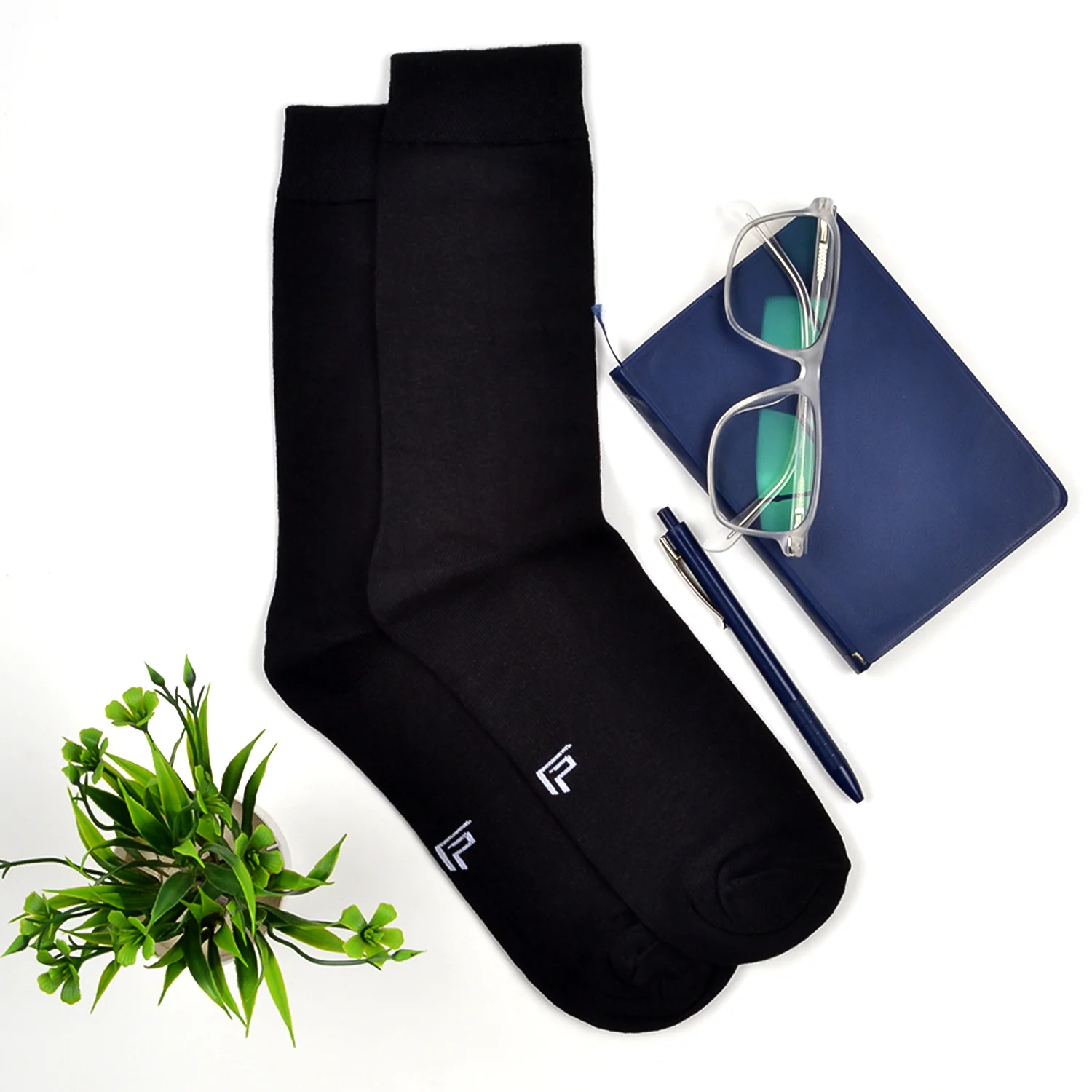 Footprints Men's Formal Organic Cotton & Bamboo Odour free Socks Black - Image 2