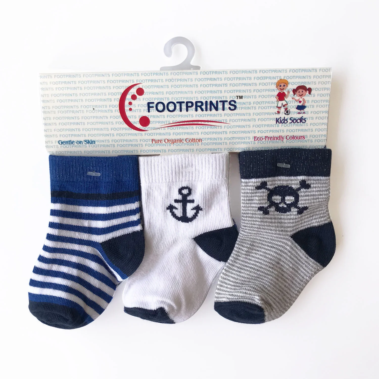 FOOTPRINTS Organic cotton Baby Boys Socks- 6-12 Months - Pack of 3 pairs - Anchor - Image 3