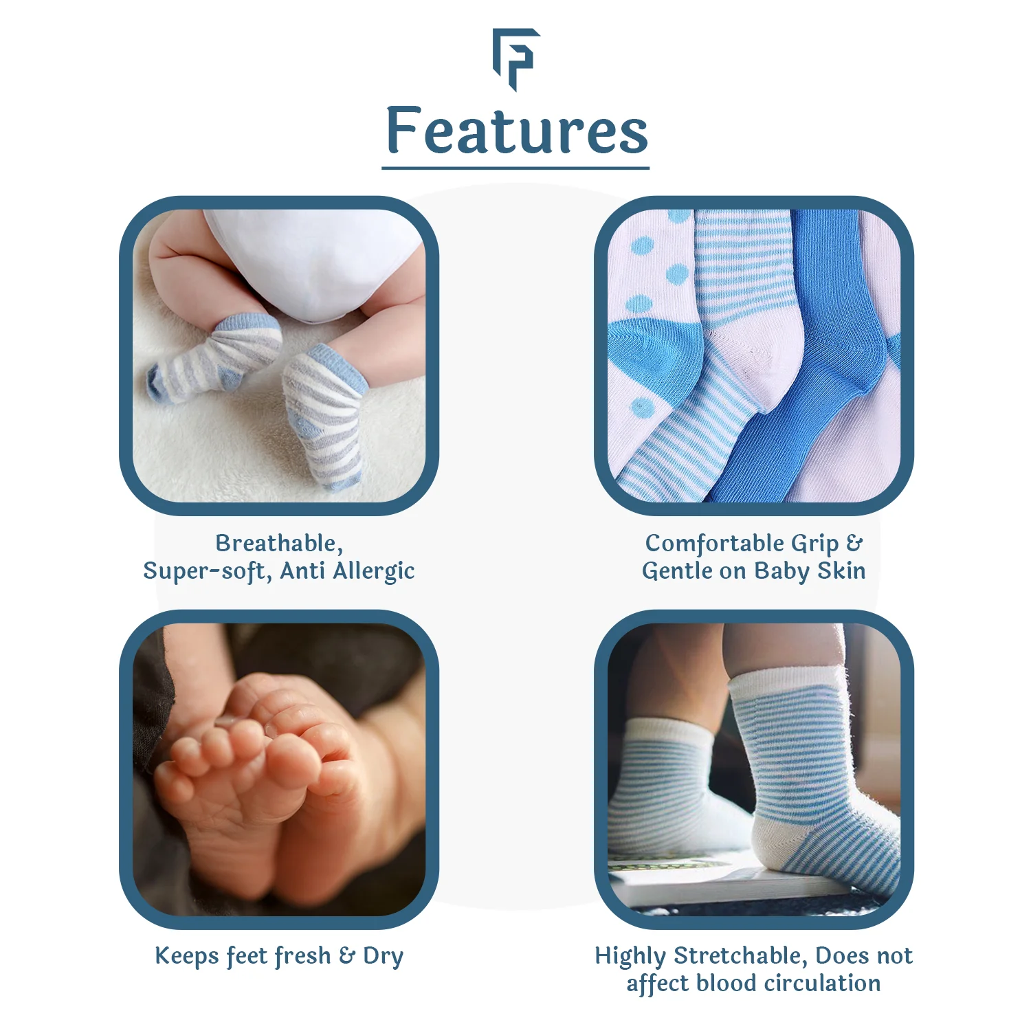 FOOTPRINTS Organic cotton Baby Socks - 3-5 years - Pack of 3 - Blue baseball - Image 4