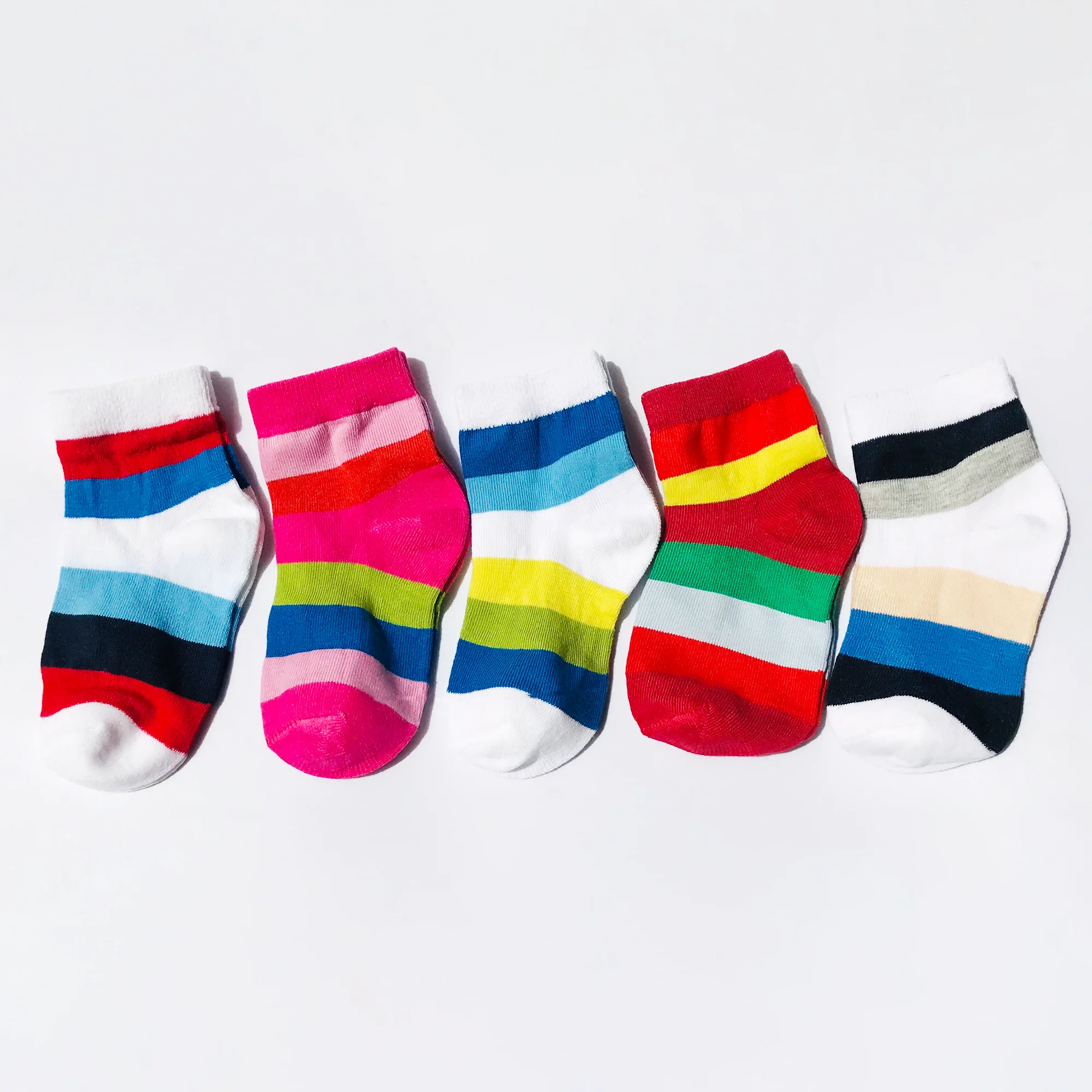 FOOTPRINTS Organic cotton Baby Socks - Pack of 5 Pairs - Rainbow Stripes - Image 2