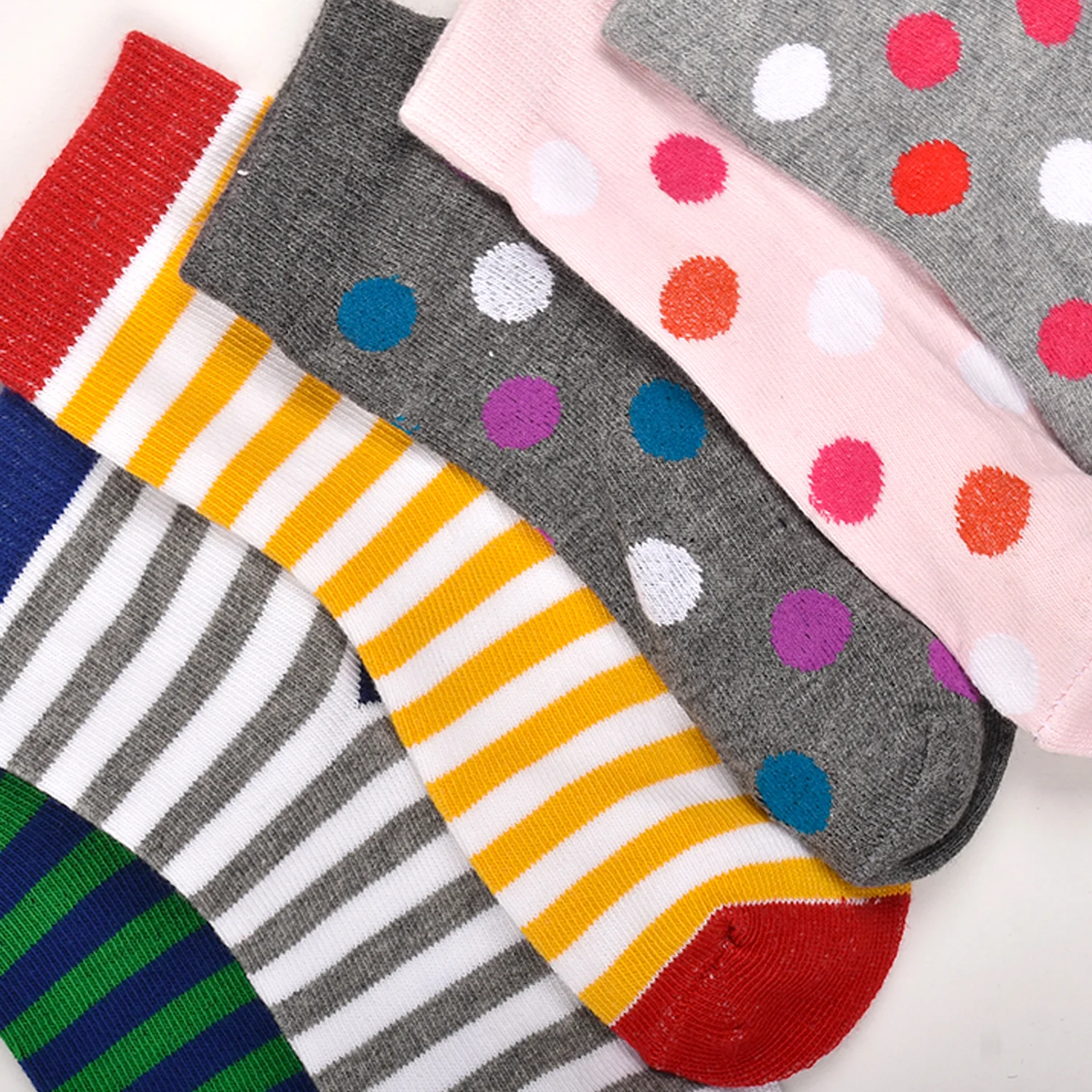 Footprints Super Soft Organic Cotton Kids  Socks-Big Dot & Stripes |12-24 Months|-Pack of 6 - Image 2