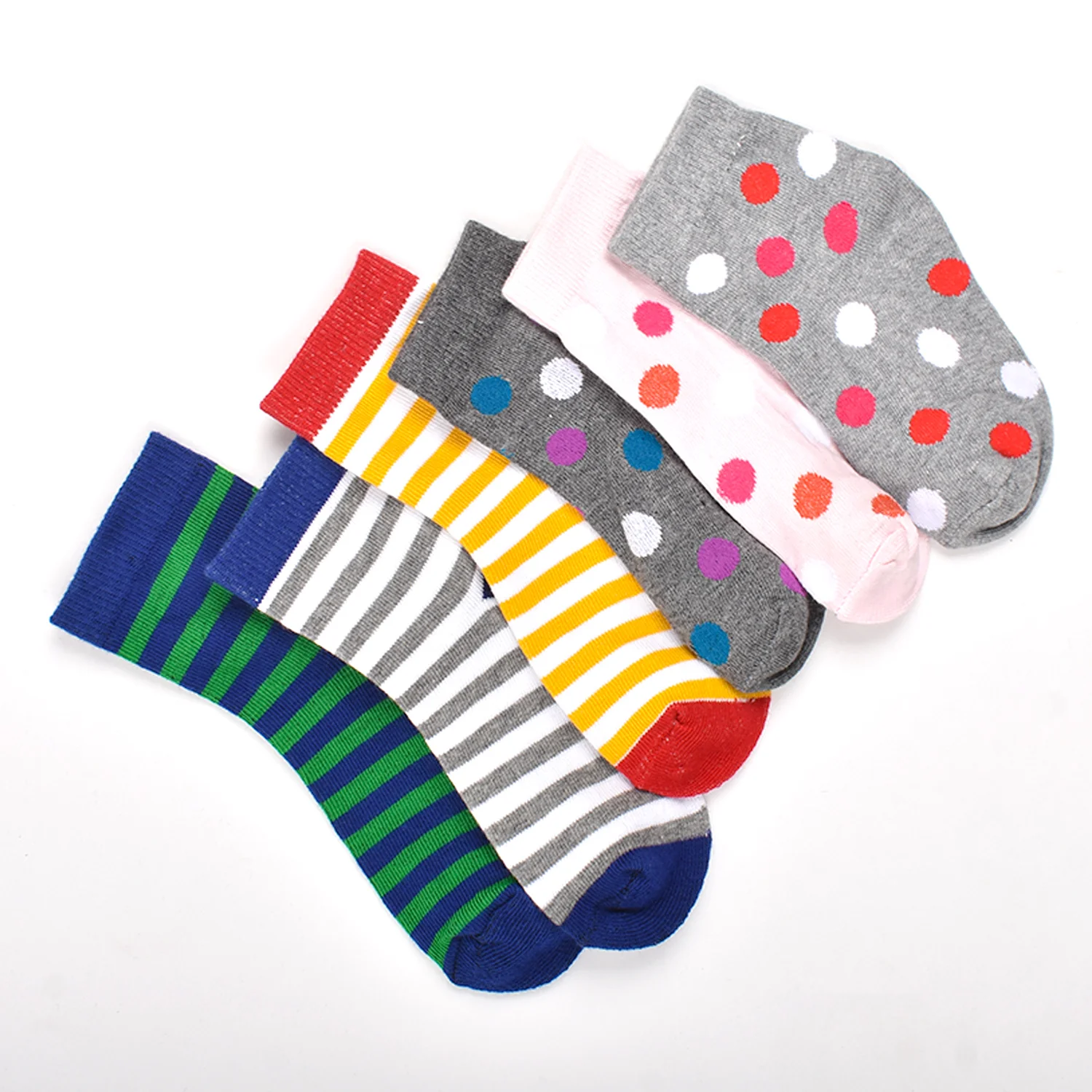 Footprints Super Soft Organic Cotton Kids  Socks-Big Dot & Stripes |12-24 Months|-Pack of 6 - Image 3
