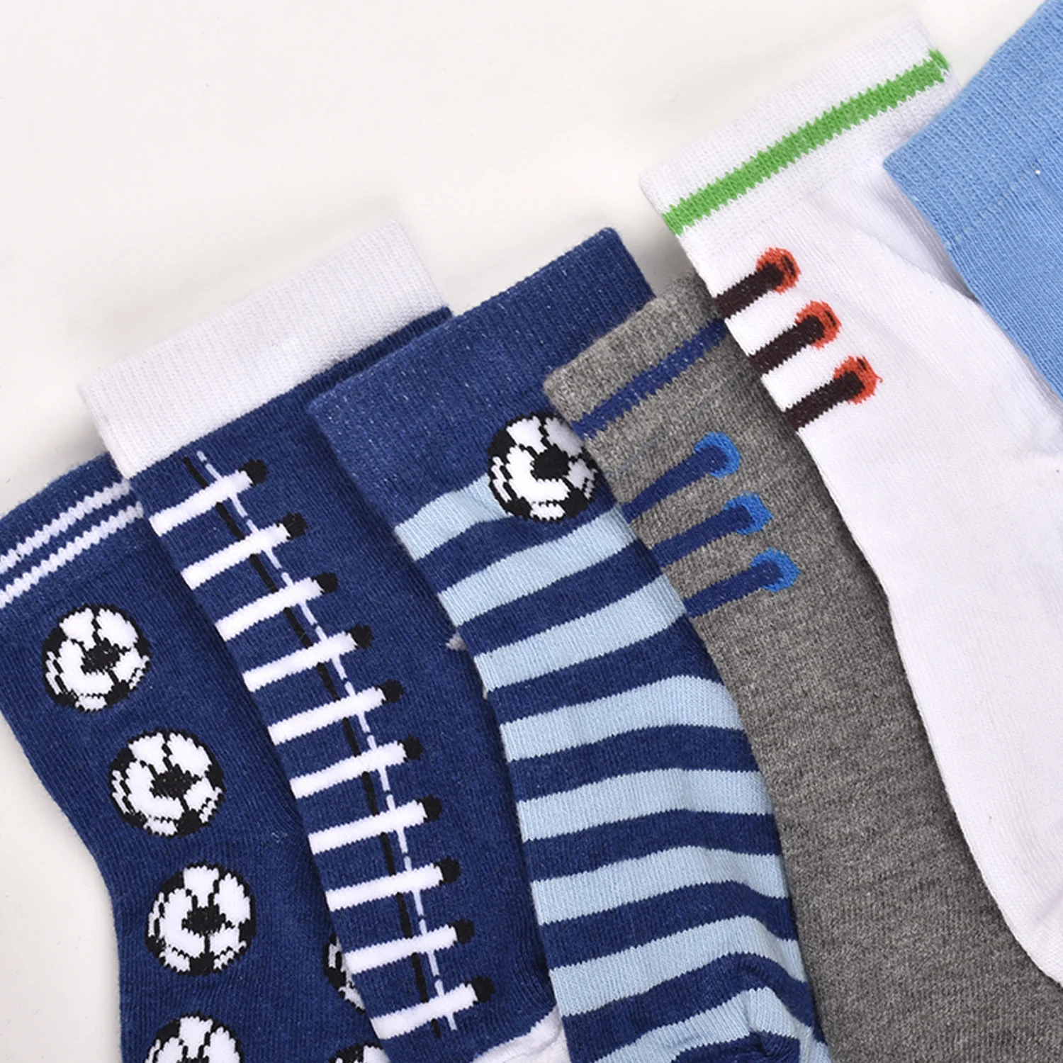 Footprints Super Soft Organic Cotton Kids  Socks| Blue Baseball & Football | 12-24 Months | Pack of 6 - Image 2