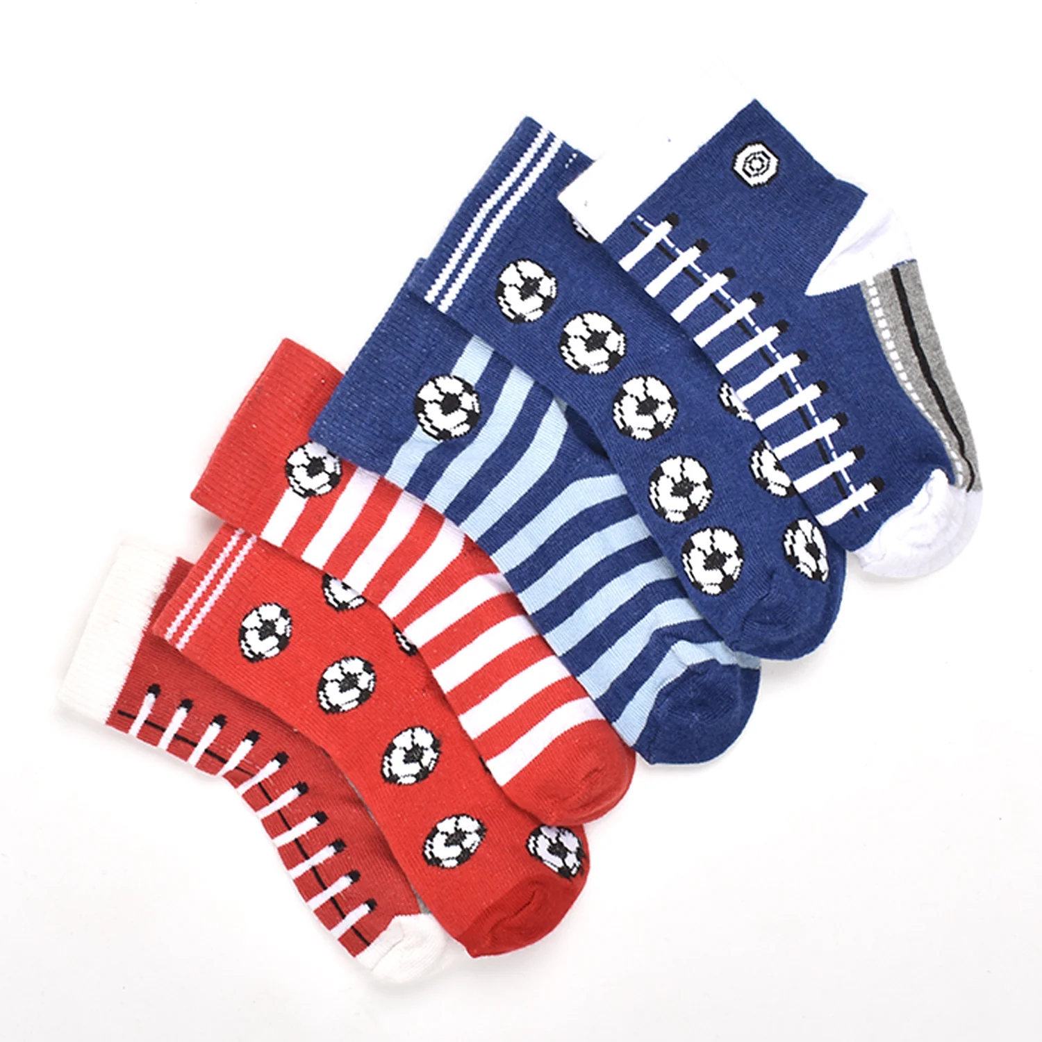 Footprints Super Soft Organic Cotton Kids  Socks | Blue Baseball & Red Baseball |12-24 Months | Pack of 6 - Image 2