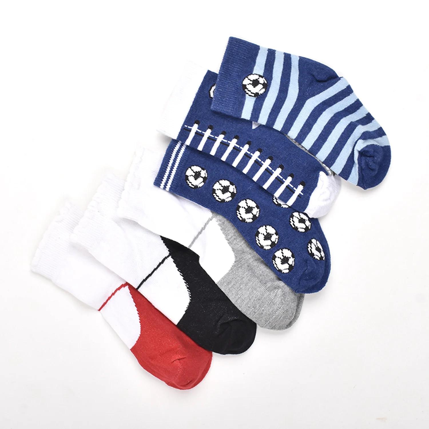 Footprints Super Soft  Organic Cotton Kids Socks | Fold & Blue Baseball |12-24 Months| Pack of 6 - Image 2