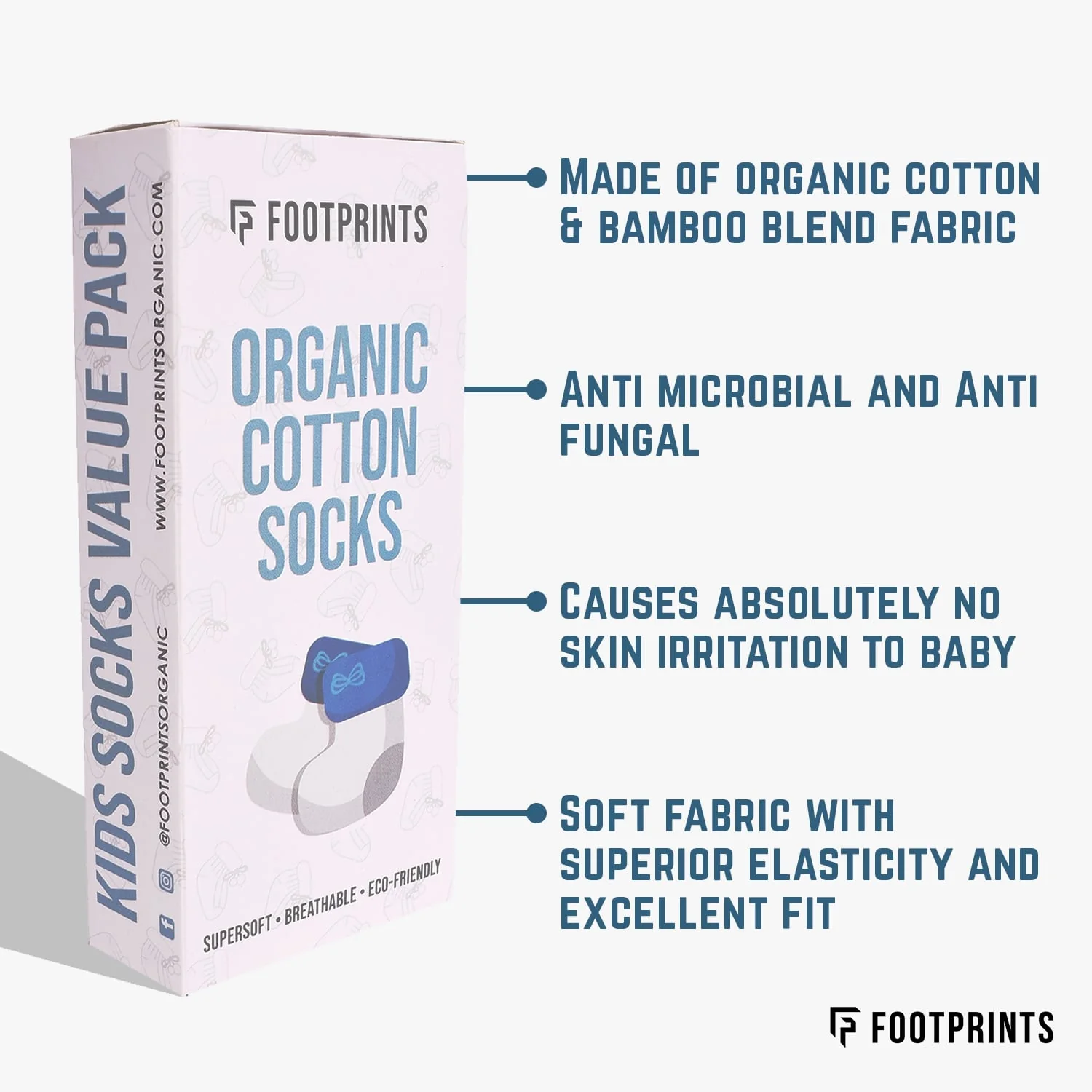 Footprints Super Soft Organic Cotton Kids Socks | Fold & Strawberry | 12-24 Months | Pack of 6 - Image 6