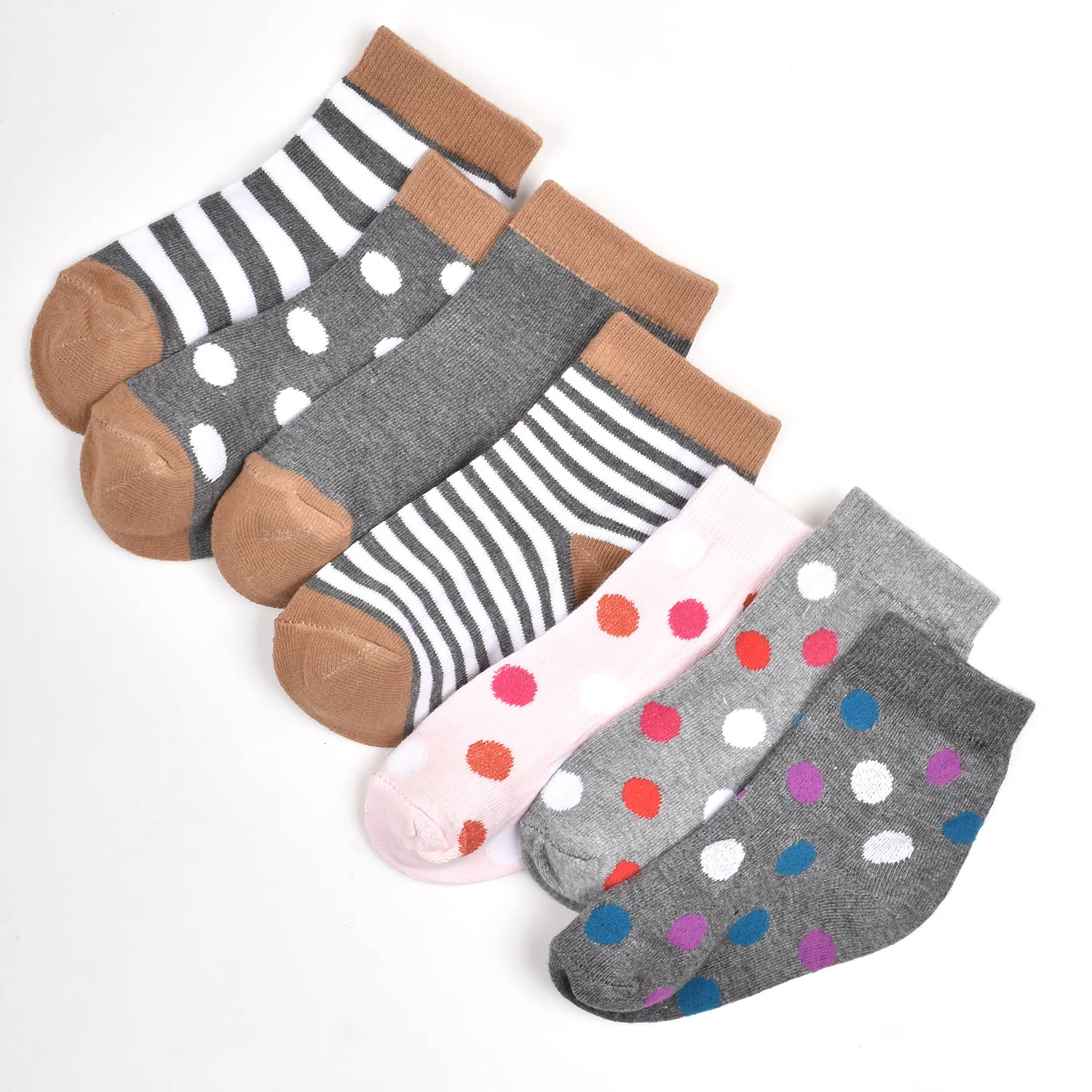 Footprints Super Soft Organic Cotton Kids Socks | Grey & Big Dot Socks|12-24 Months| Pack of 7 - Image 2