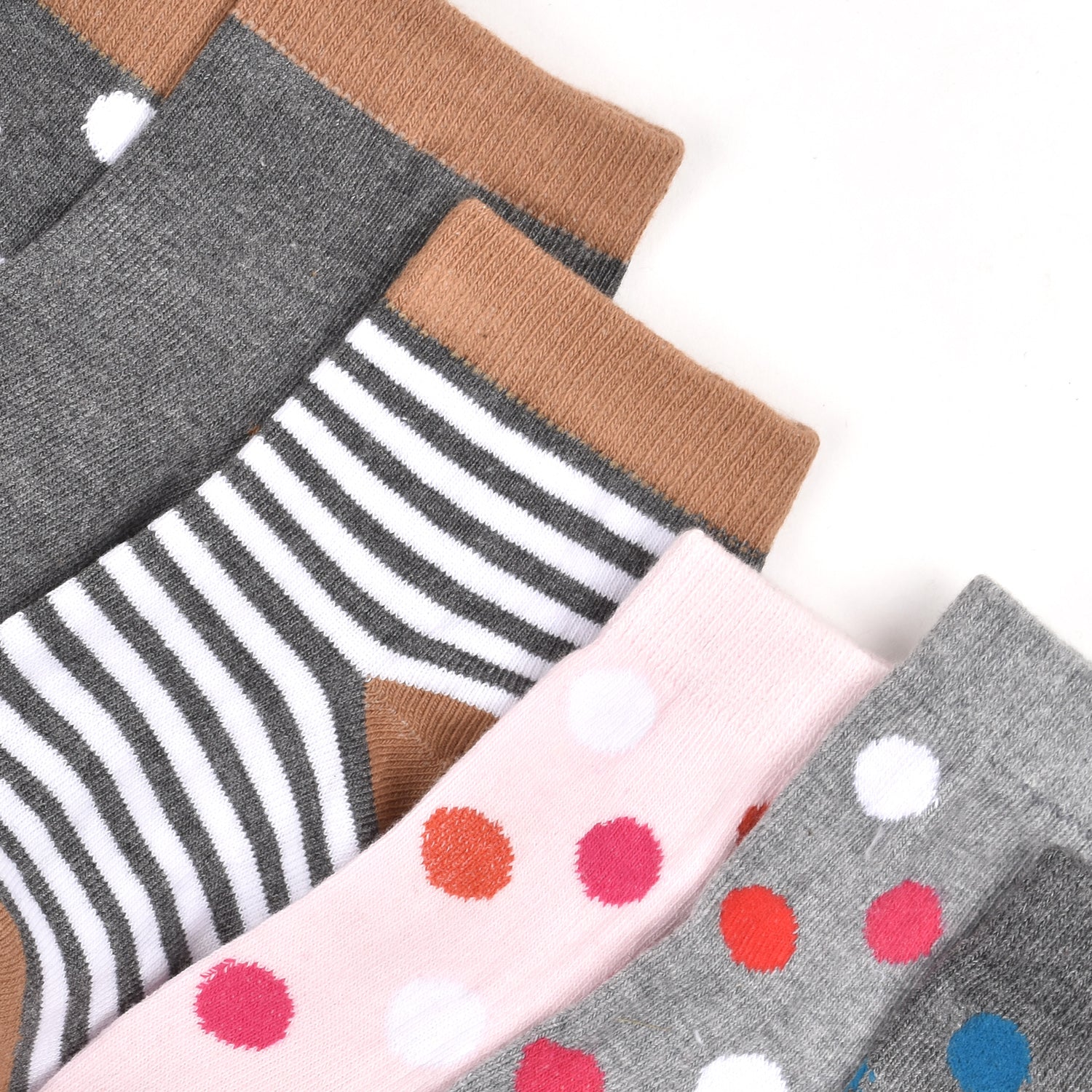 Footprints Super Soft Organic Cotton Kids Socks | Grey & Big Dot Socks|12-24 Months| Pack of 7 - Image 3