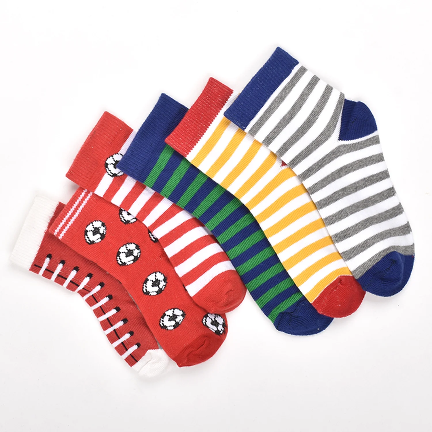 Footprints Super Soft Organic Cotton Kids  Socks | Red Baseball & Colorfull Stripes |12-24 Months| Pack of 6 - Image 3