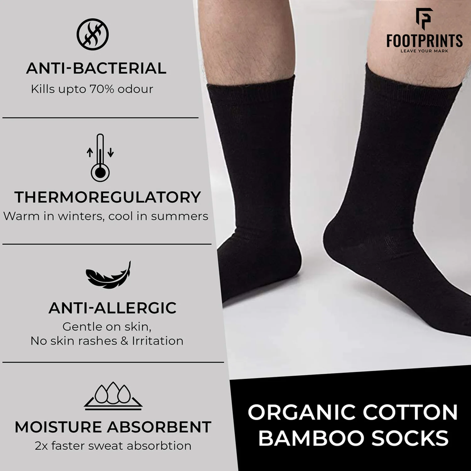 FOOTPRINTS Unisex Solid Cotton Ankle-Length Socks -Pack Of 3 - Image 5