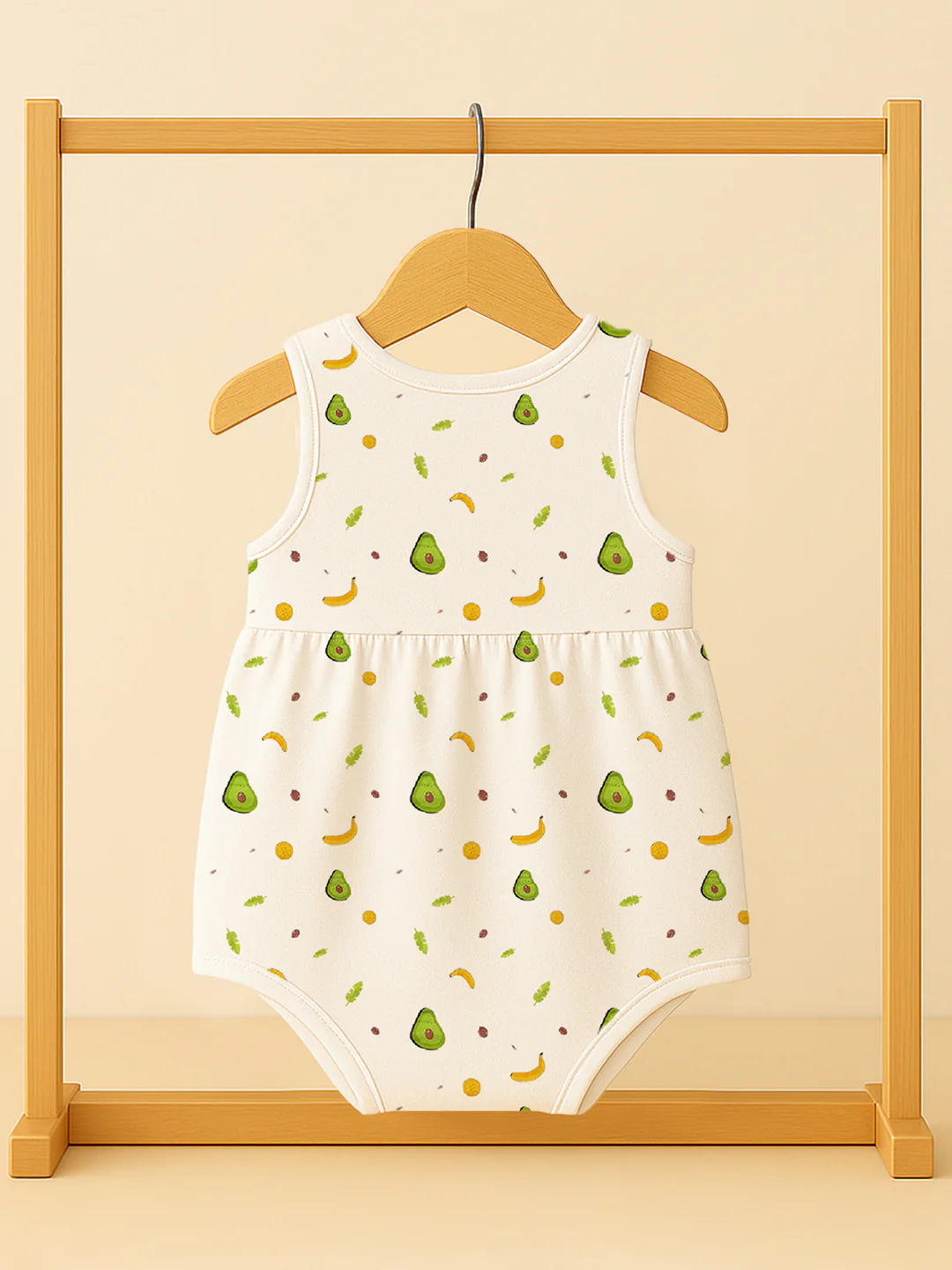 Girls Frock Style Onesie | Stylish Organic Cotton Baby Dress Bodysuit for Newborn & Infant Girls | Snap Button Romper for Babies | 0-6 Months | Pack of 1 - Image 5