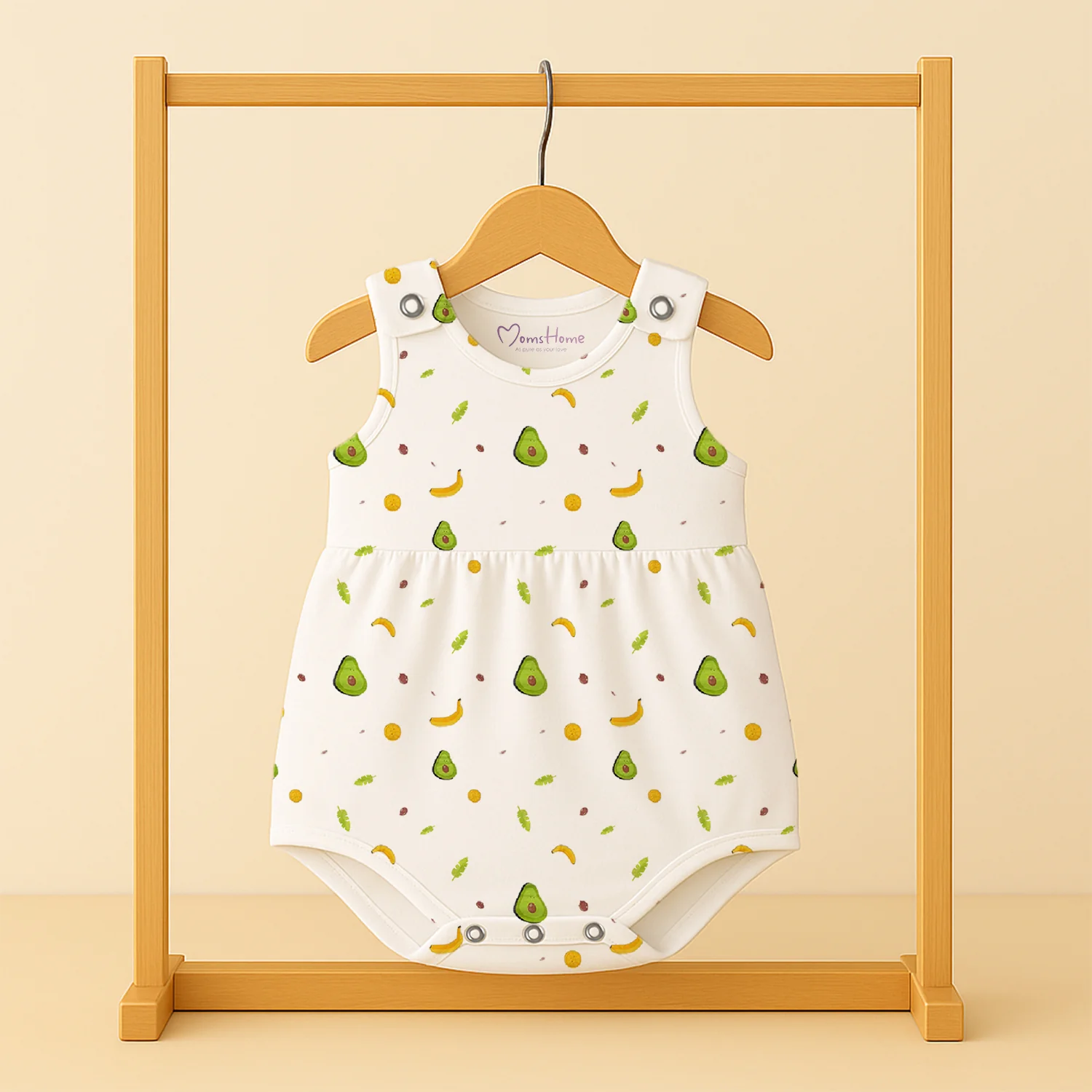 Girls Frock Style Onesie | Stylish Organic Cotton Baby Dress Bodysuit for Newborn & Infant Girls | Snap Button Romper for Babies | 0-6 Months | Pack of 2 - Image 5
