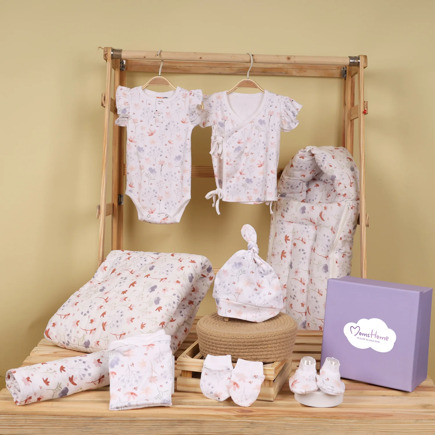 Hospital Kit for Newborn baby | Organic Cotton Gift Set | 9 Items | Blossom - Image 3