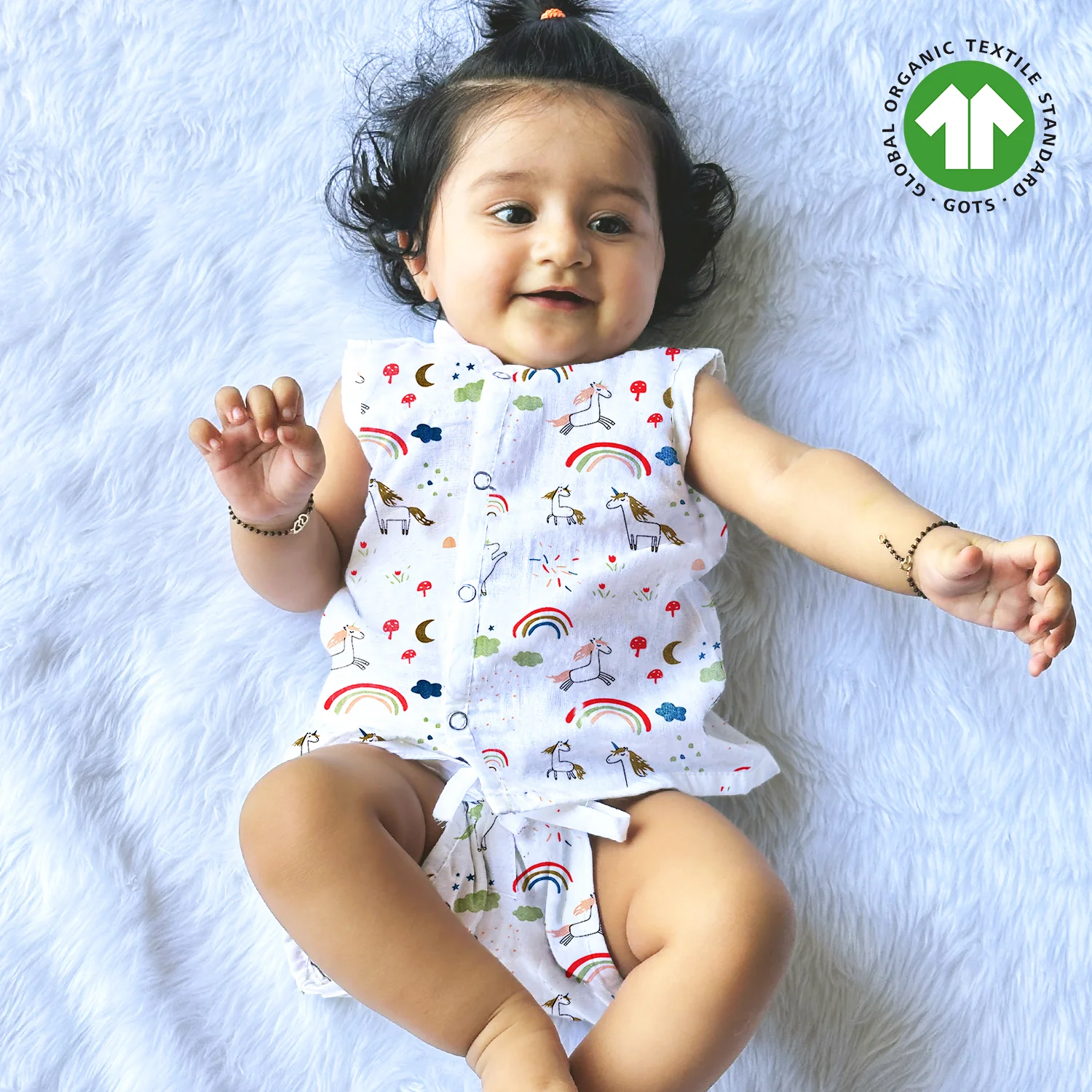 Jhabla and Nappy for New Born Baby | Baby Unisex Organic Cotton Muslin Jabla and Langot Set | Sleeveless Button Vest | Pack of 5 - Image 2
