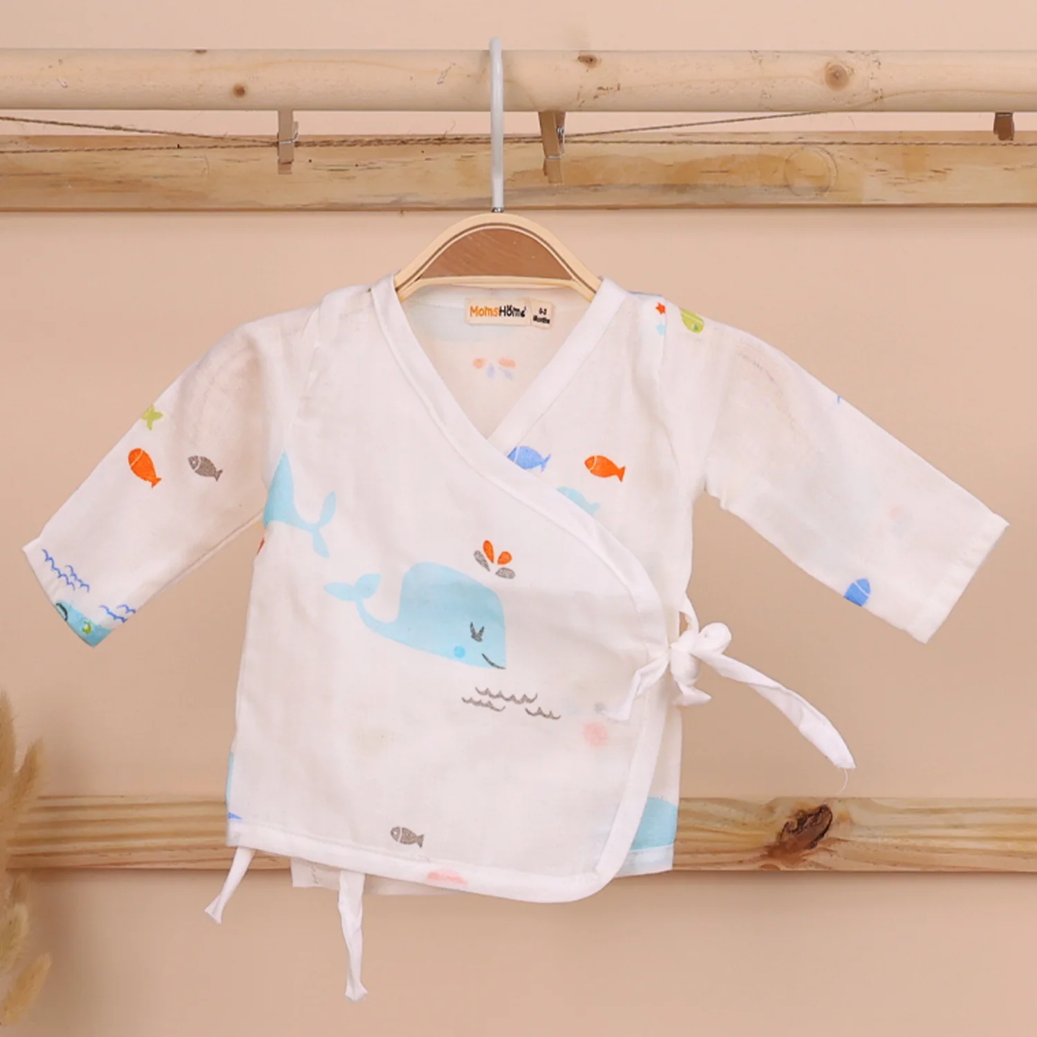 Kids Muslin Front Open Kimono | Blue Whale - Image 3
