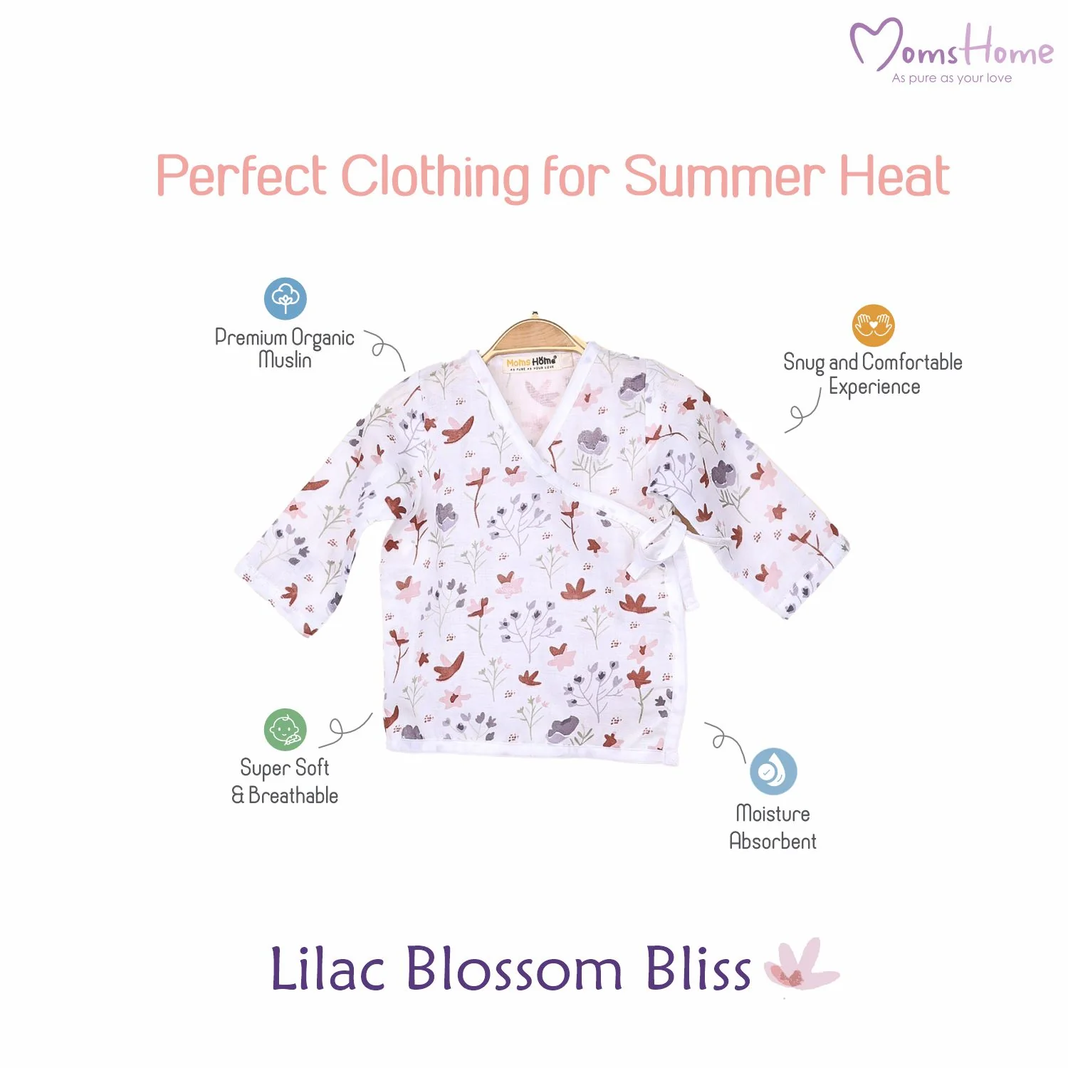 Kids Muslin Front Open Kimono | Blossom - Image 9