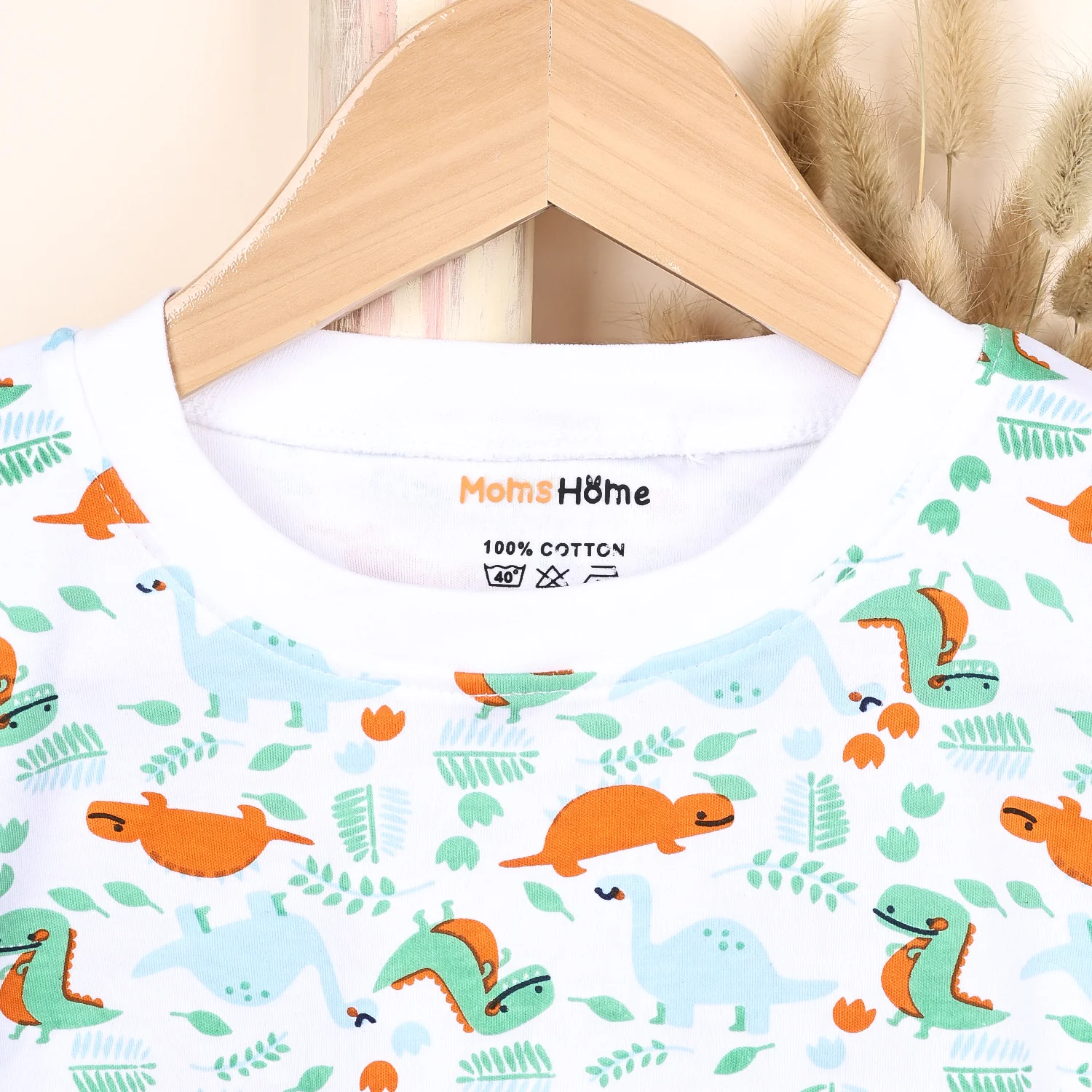 Kids Organic Cotton Co-Ord Set | T-Shirt & Shorts- Orange | Dino - Image 7