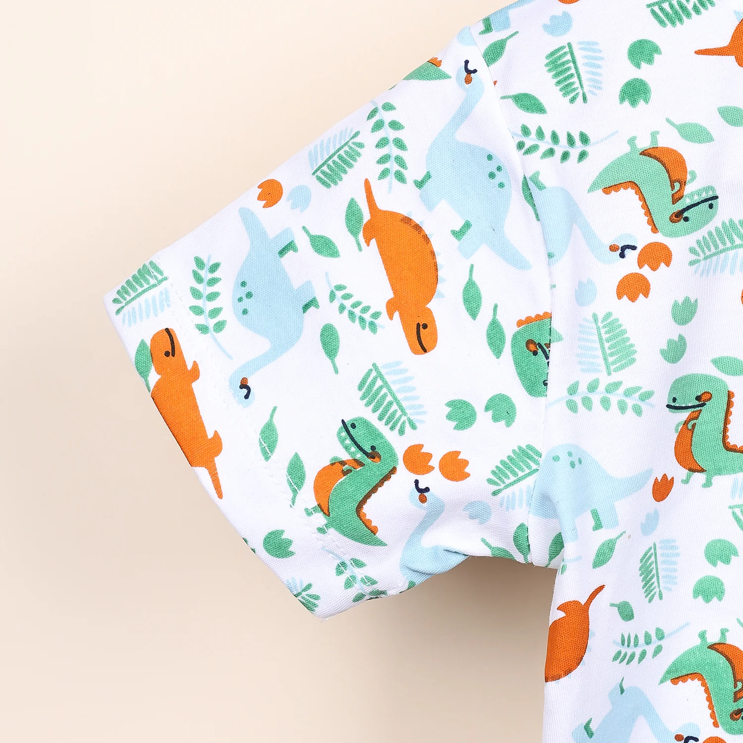 Kids Organic Cotton Co-Ord Set | T-Shirt & Shorts- Orange | Dino - Image 8