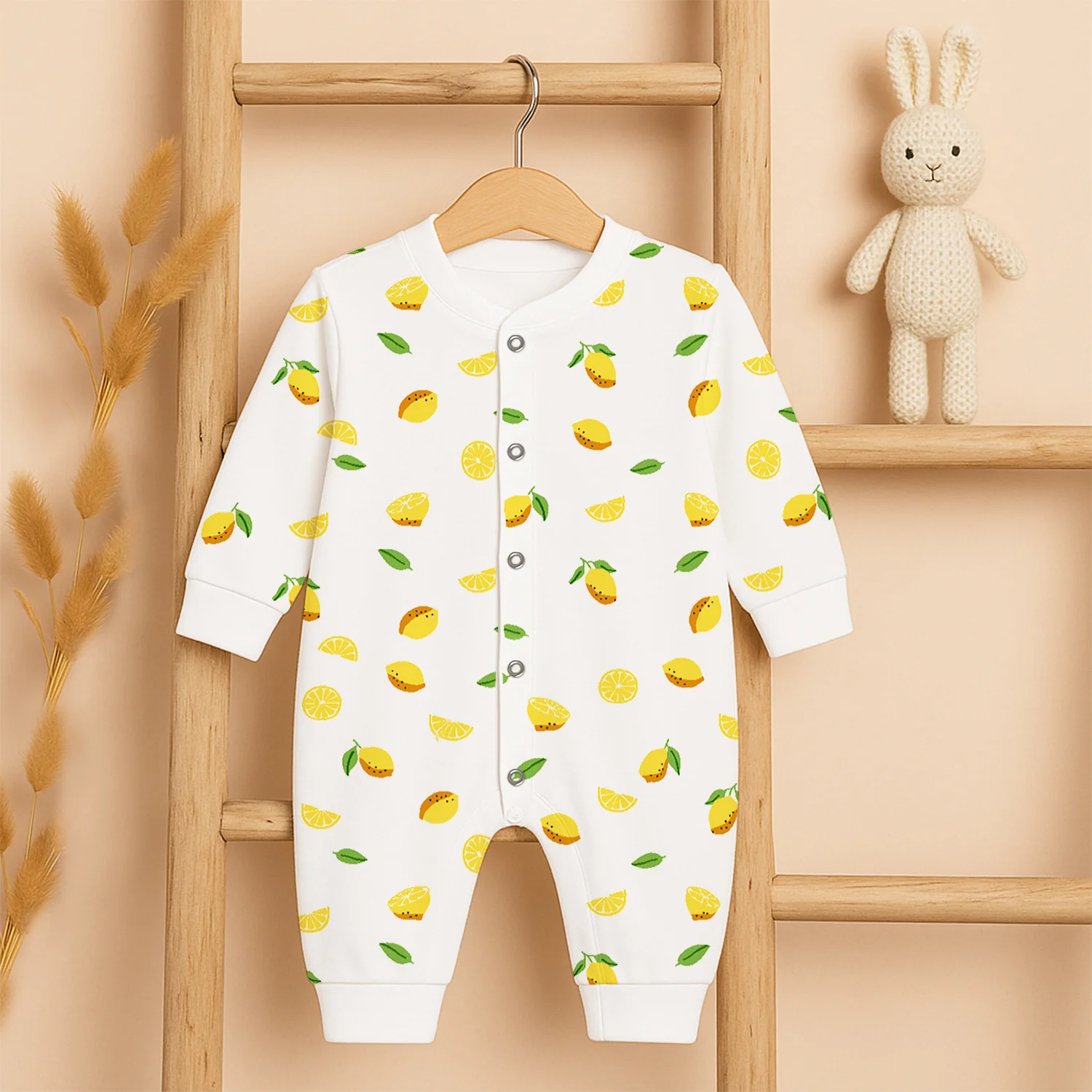 Kids Organic Cotton Full Body Romper | Lemon - Image 3