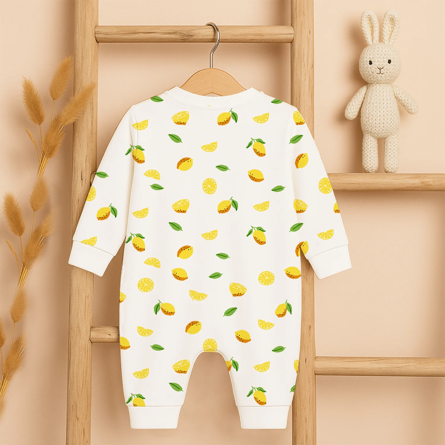 Kids Organic Cotton Full Body Romper | Lemon - Image 4