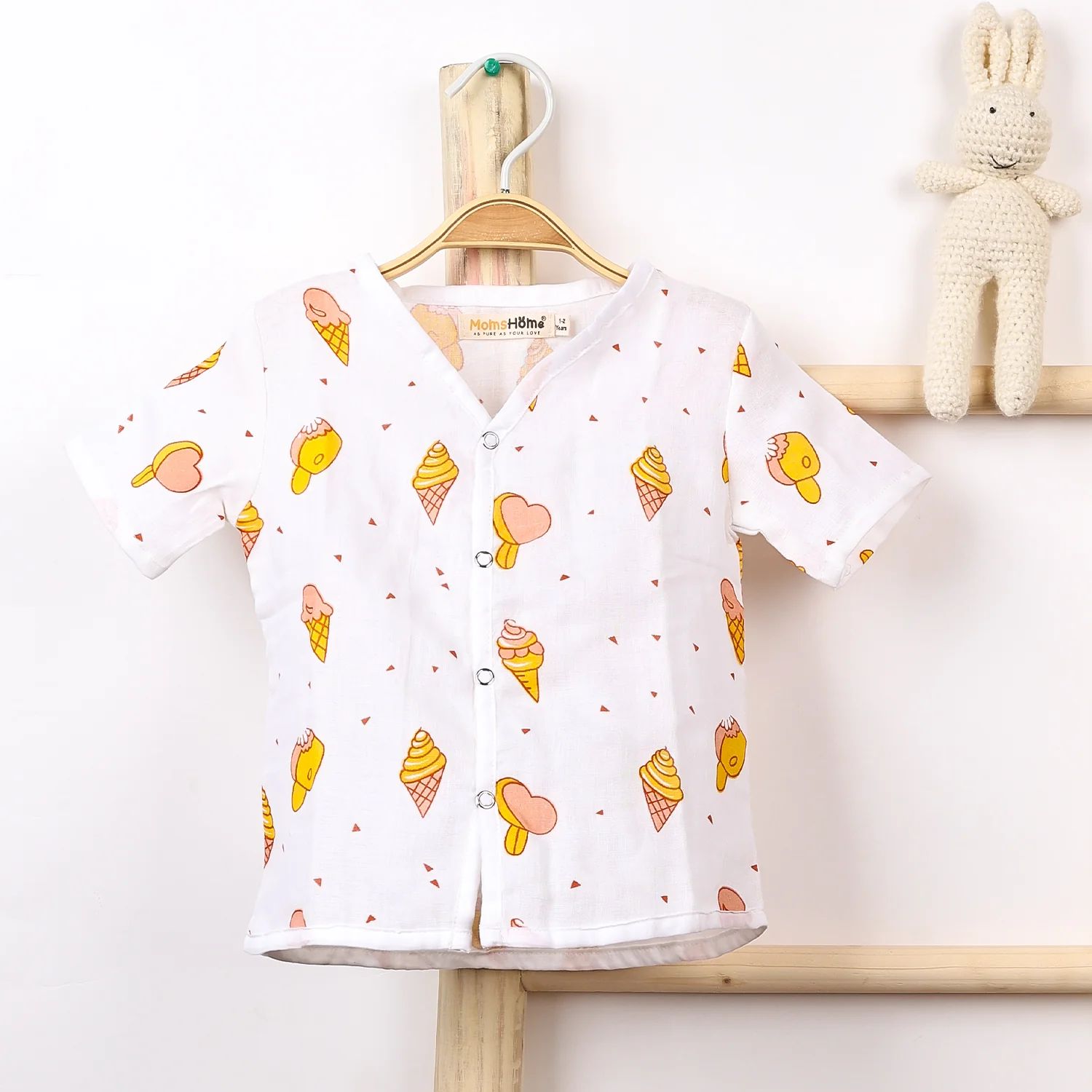 Kids Organic Cotton Muslin Co-Ord Set | Shirt & Shorts | Icecream - Image 5