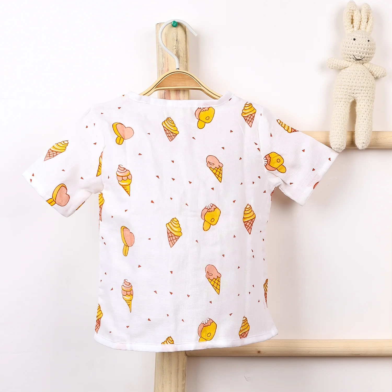Kids Organic Cotton Muslin Co-Ord Set | Shirt & Shorts | Icecream - Image 6
