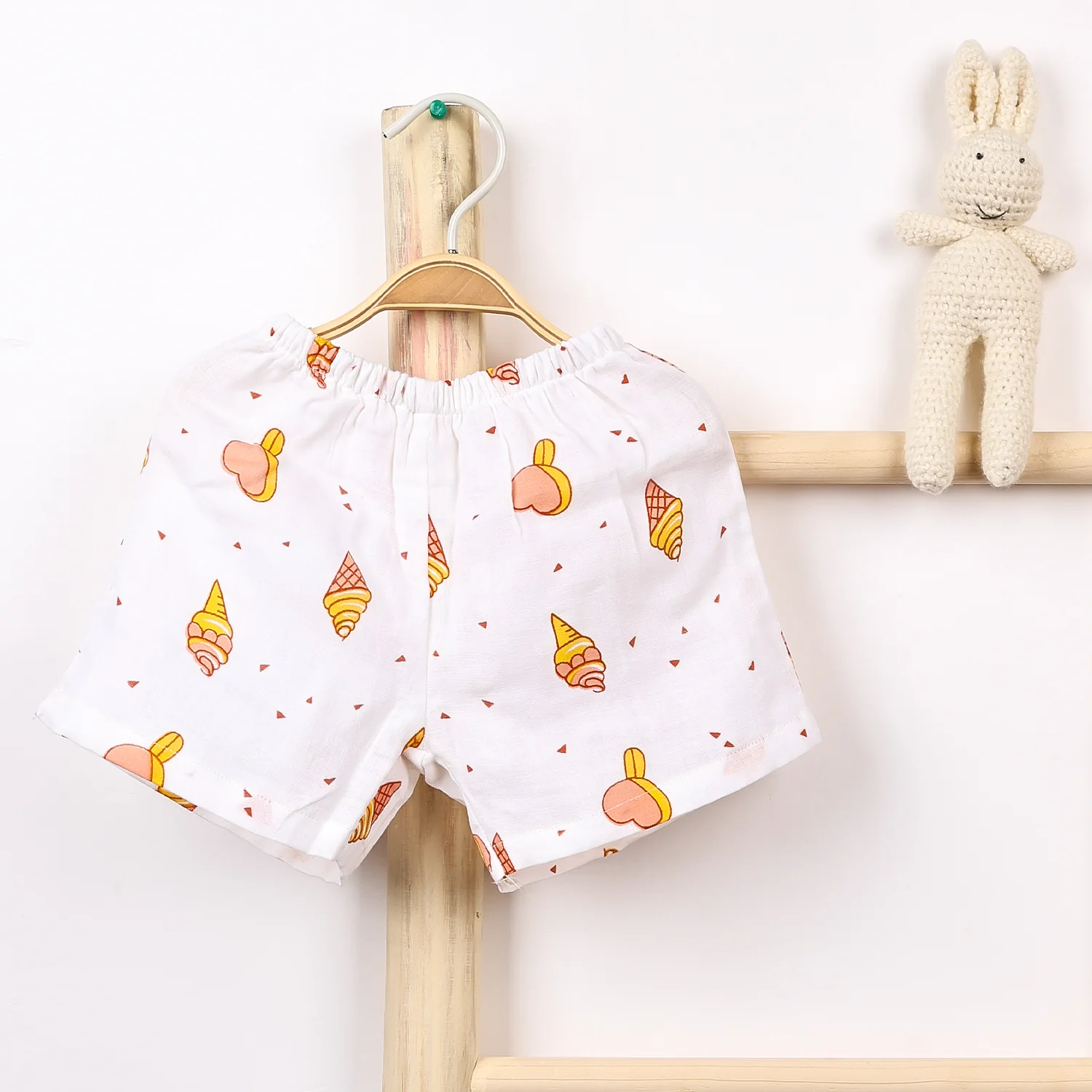 Kids Organic Cotton Muslin Co-Ord Set | Shirt & Shorts | Icecream - Image 7