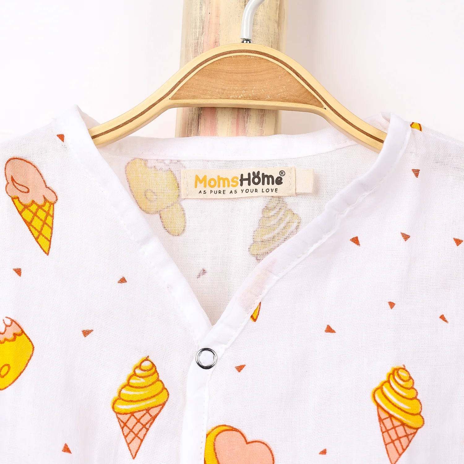 Kids Organic Cotton Muslin Co-Ord Set | Shirt & Shorts | Icecream - Image 8
