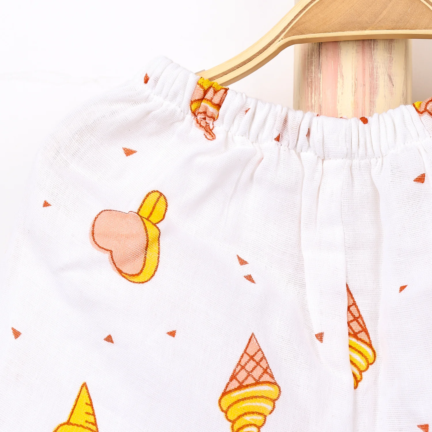 Kids Organic Cotton Muslin Co-Ord Set | Shirt & Shorts | Icecream - Image 9