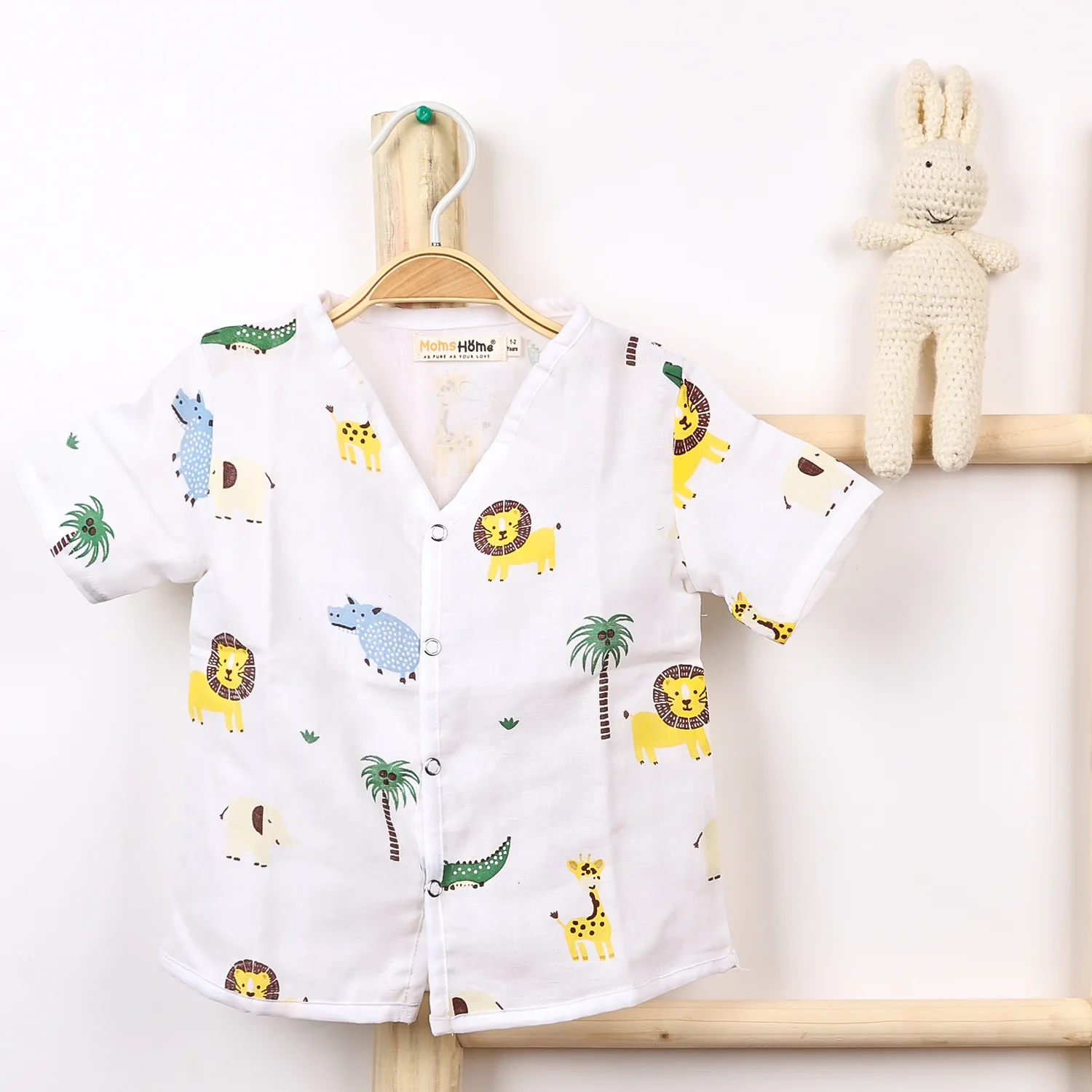 Kids Organic Cotton Muslin Co-Ord Set | Shirt & Shorts | Lion - Image 5