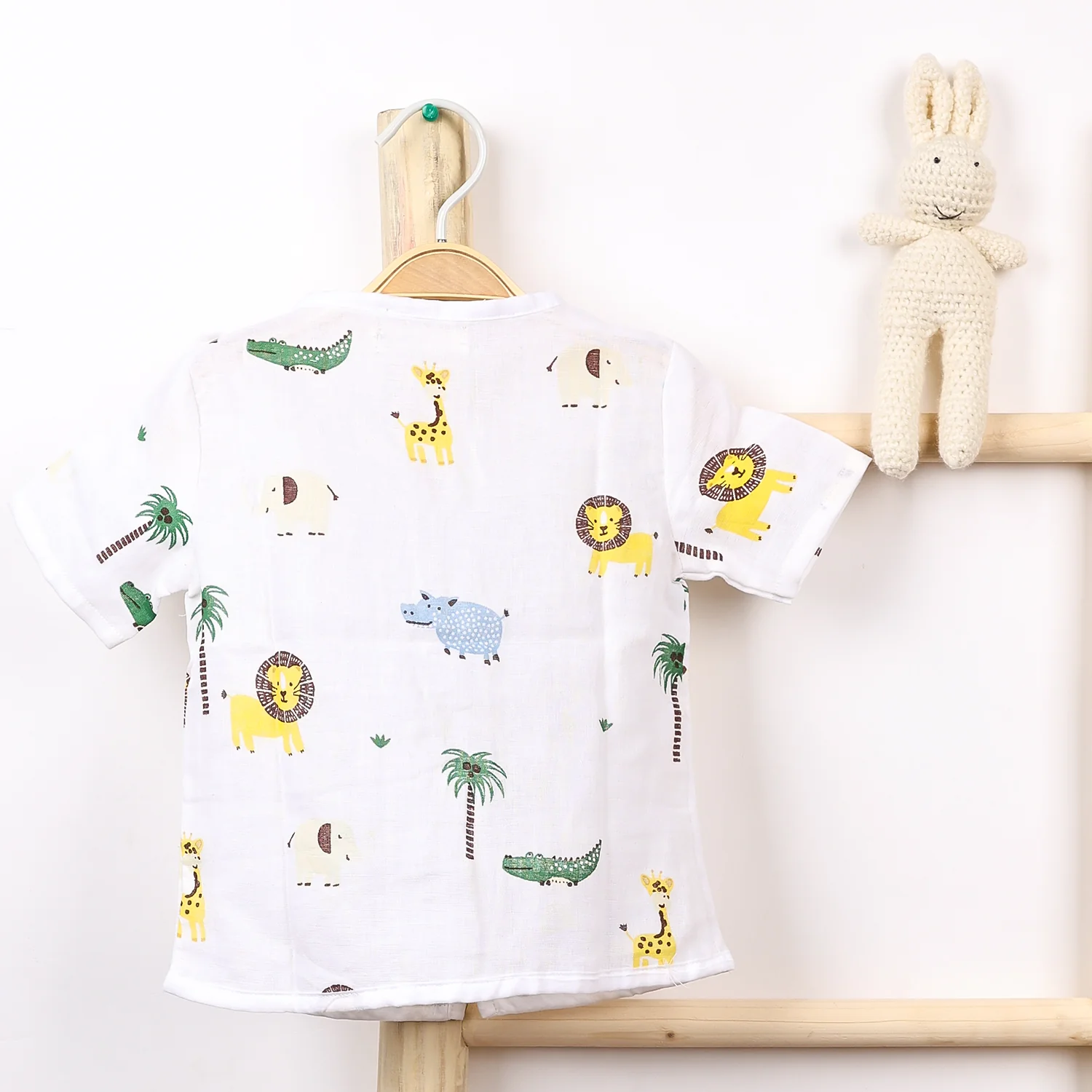 Kids Organic Cotton Muslin Co-Ord Set | Shirt & Shorts | Lion - Image 6