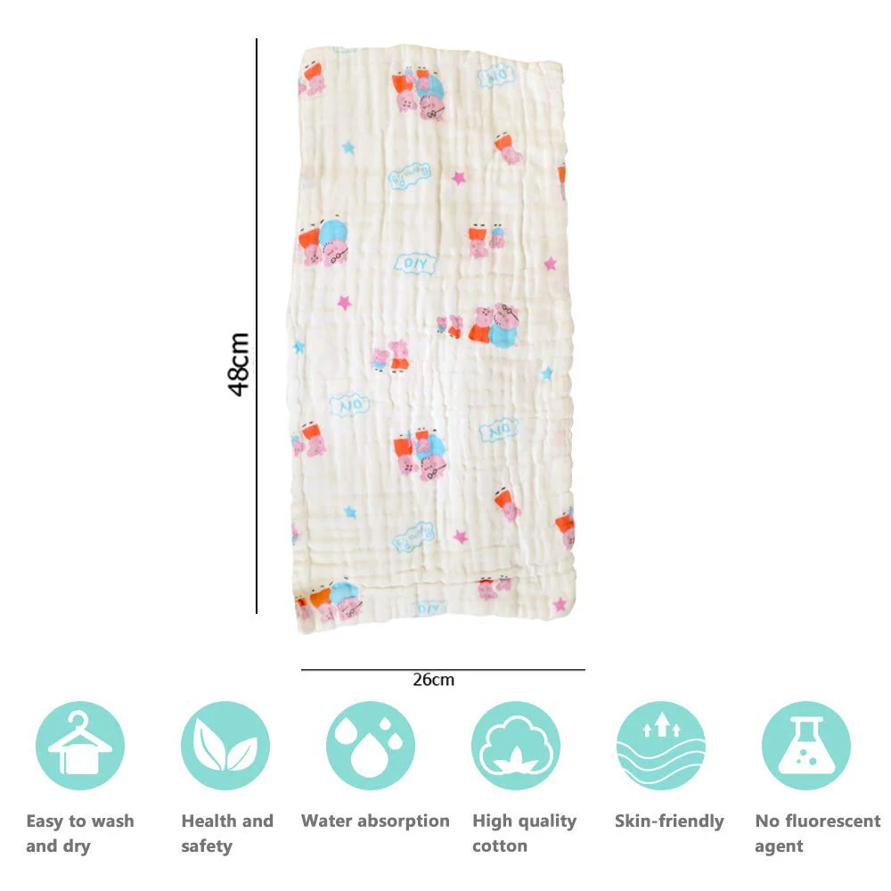 Moms Home 6 Layer Muslin Burp Towel Pack of 3- 30x50cms- Mix Design - Image 7