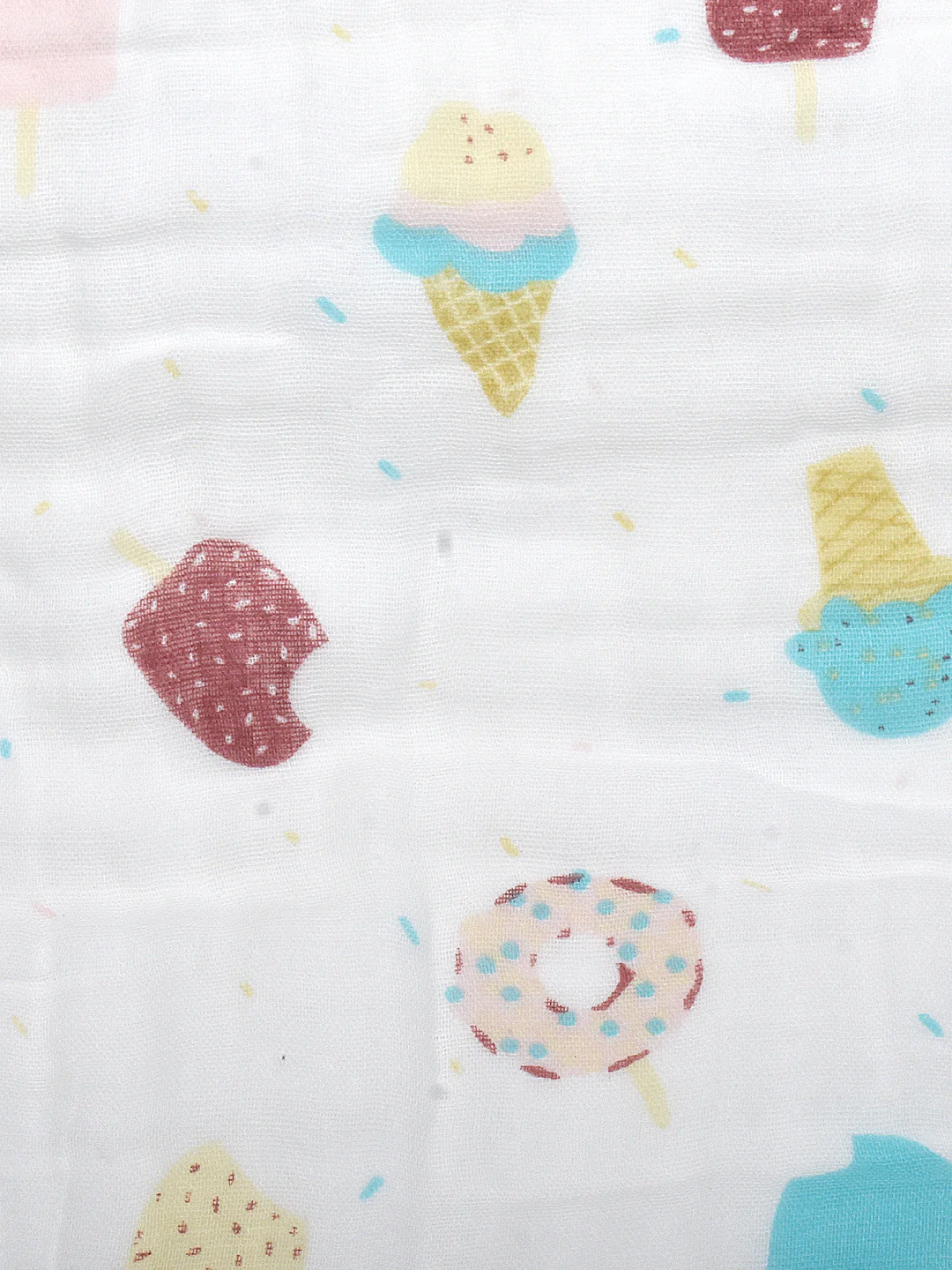 Moms Home Baby Super Soft Absorbent Muslin 6 Layer Towel | 60x120 CM | Ice- Cream - Image 3