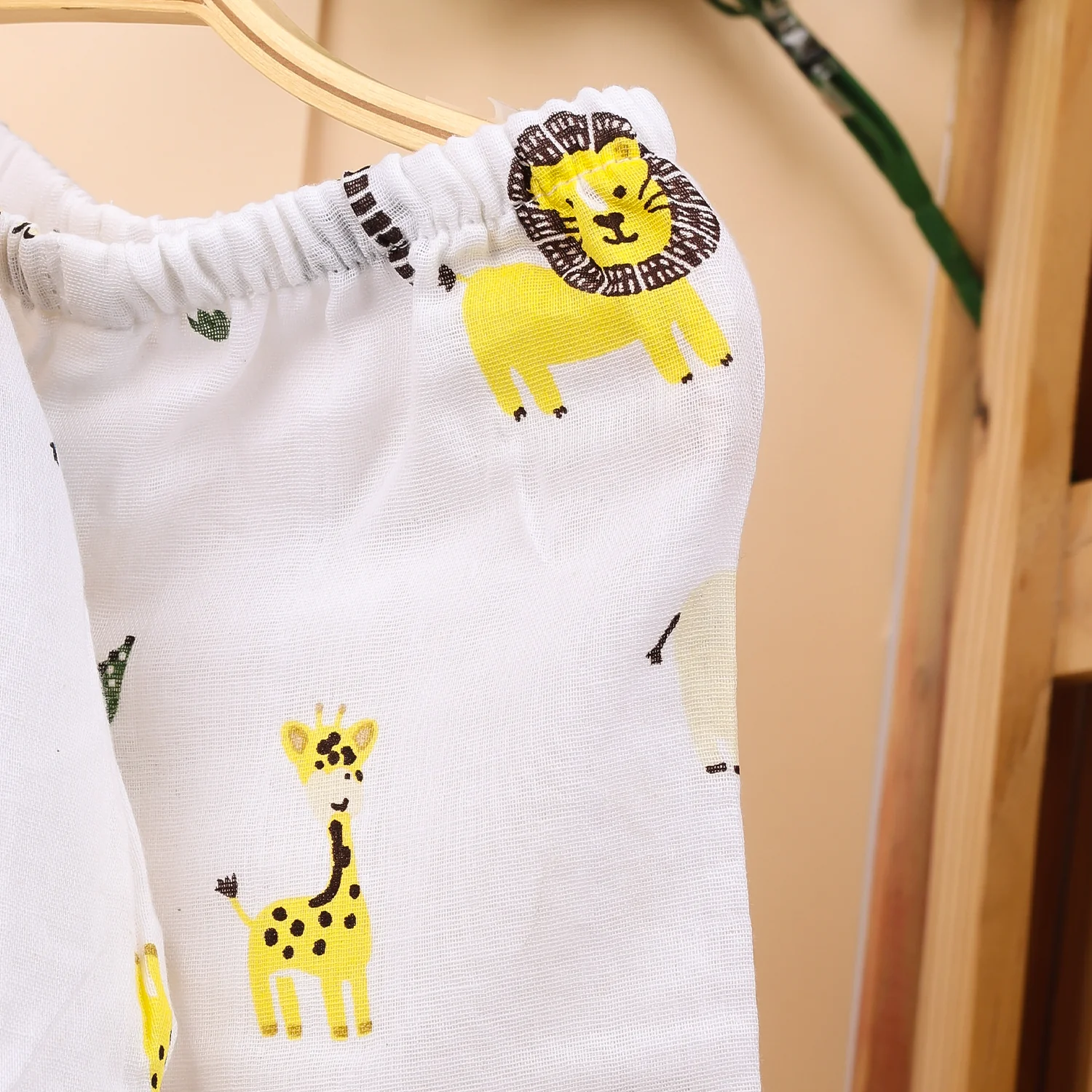 Baby Unisex Organic Cotton Muslin Full Sleeves Jhabla & Payjama | Lion | Set of 1 - Image 6