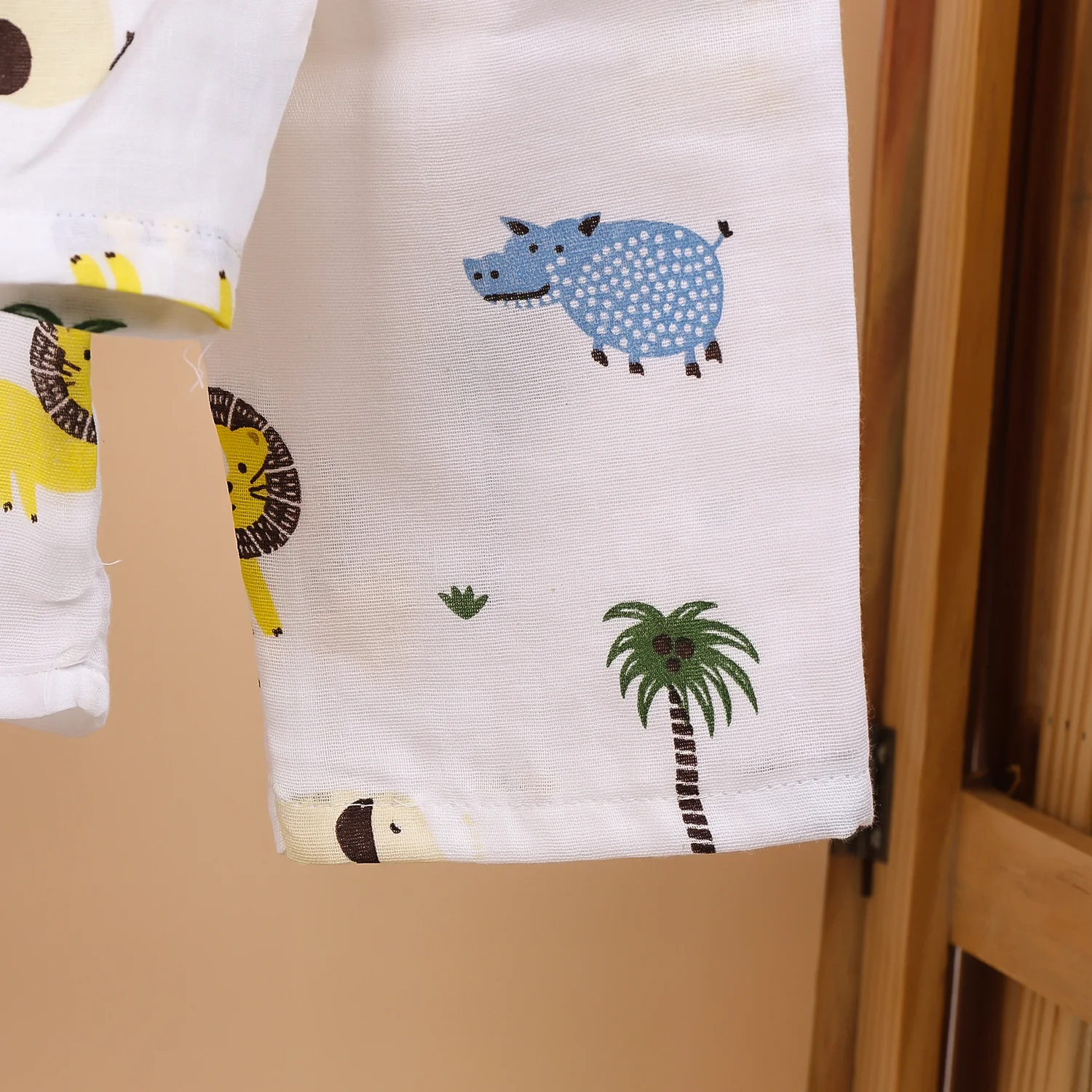 Baby Unisex Organic Cotton Muslin Full Sleeves Jhabla & Payjama | Lion | Set of 1 - Image 7