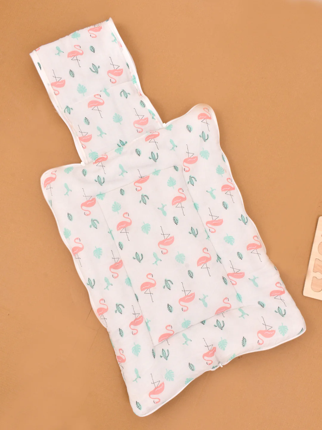Baby Organic Cotton Muslin Sleeping cum Carrying Nest Bag- Flamingo  0-3 Months - Image 5