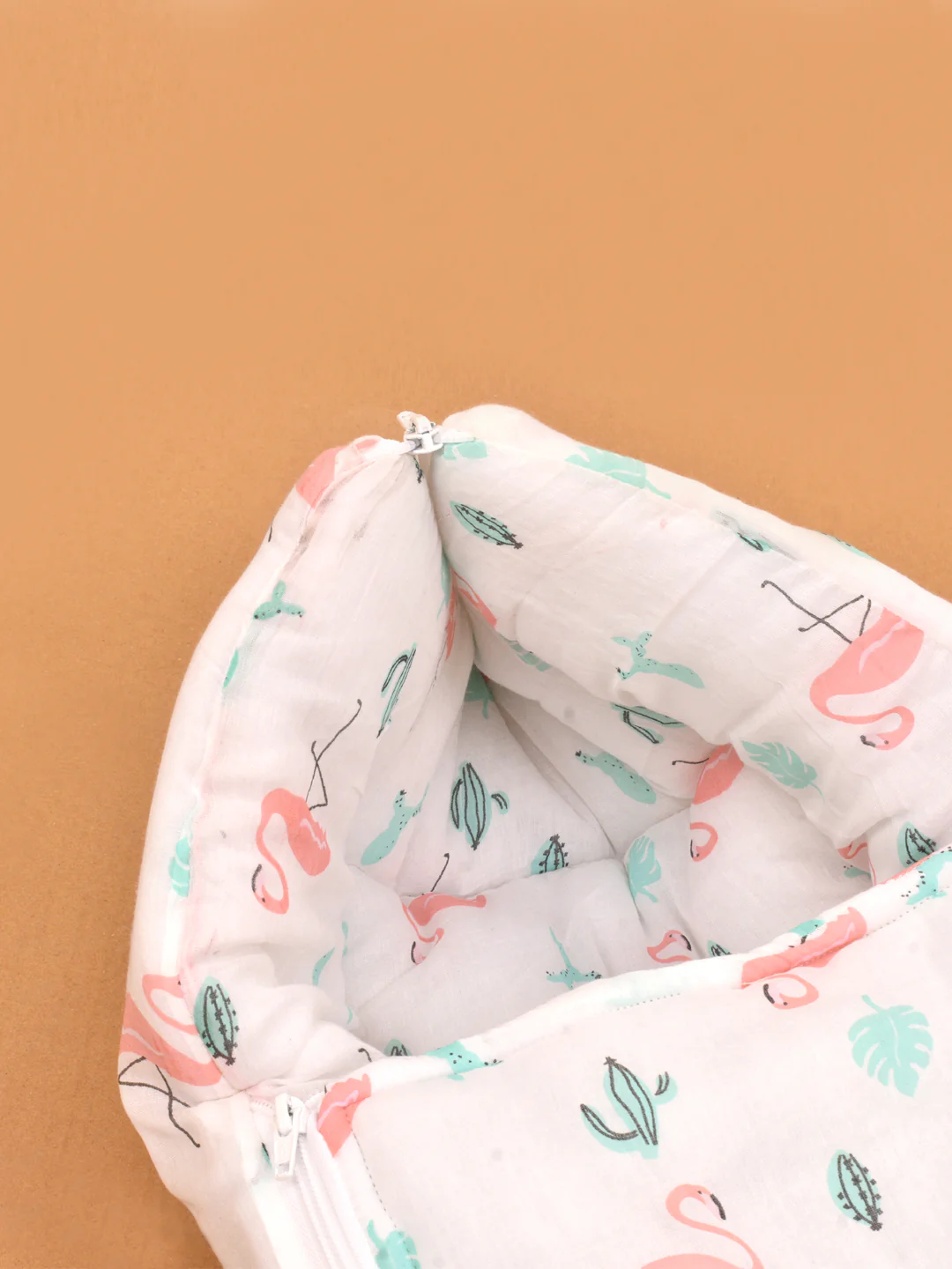 Baby Organic Cotton Muslin Sleeping cum Carrying Nest Bag- Flamingo  0-3 Months - Image 6