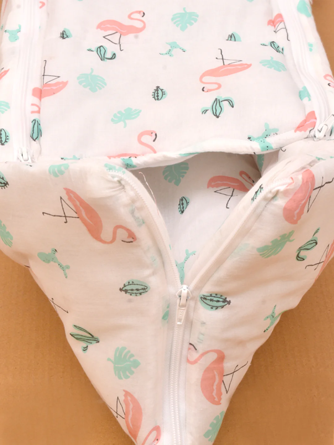 Baby Organic Cotton Muslin Sleeping cum Carrying Nest Bag- Flamingo  0-3 Months - Image 7